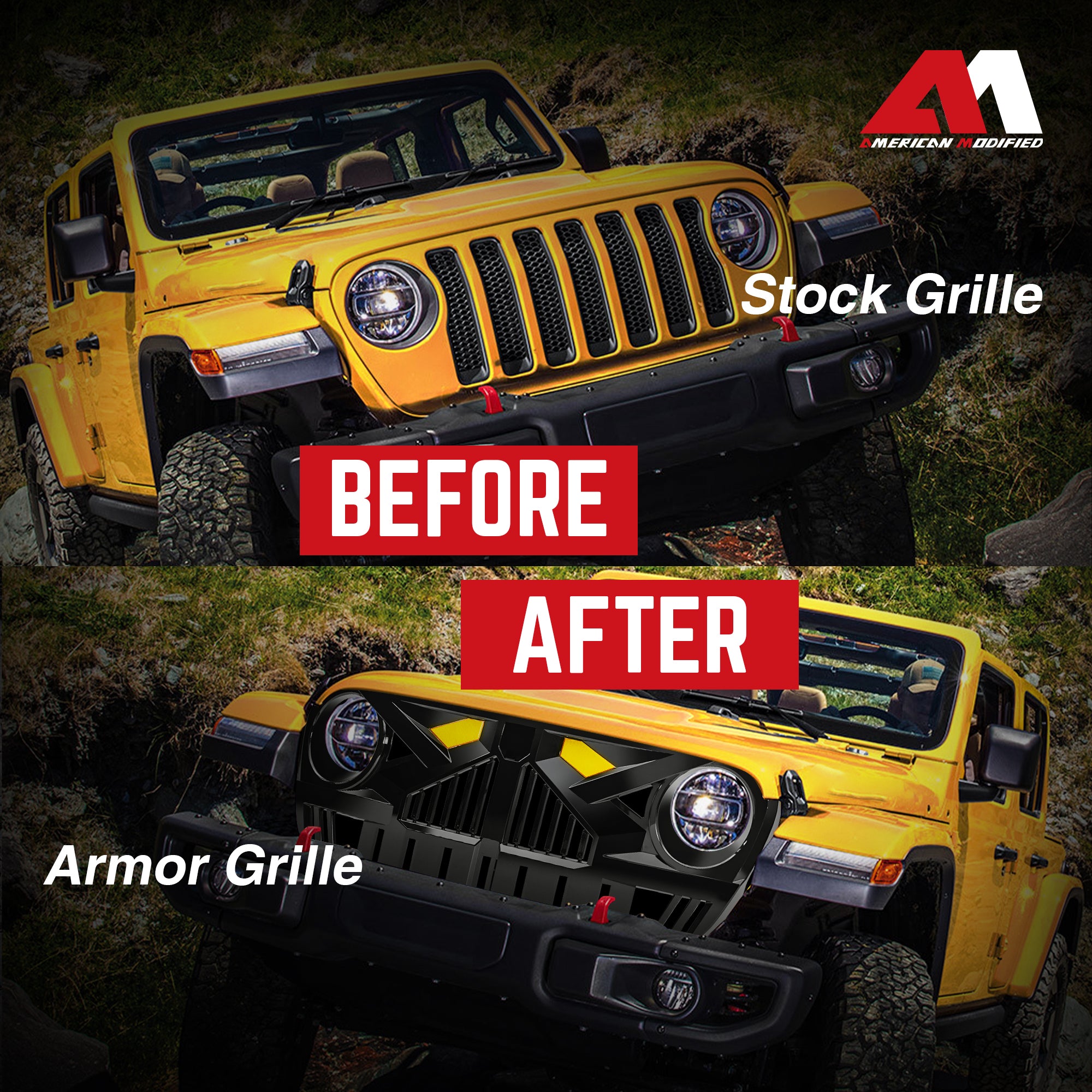 AMERICAN MODIFIED Grille for 2018-2023 Jeep Wrangler JL & Gladiator JT(Open Box) - VMInnovations