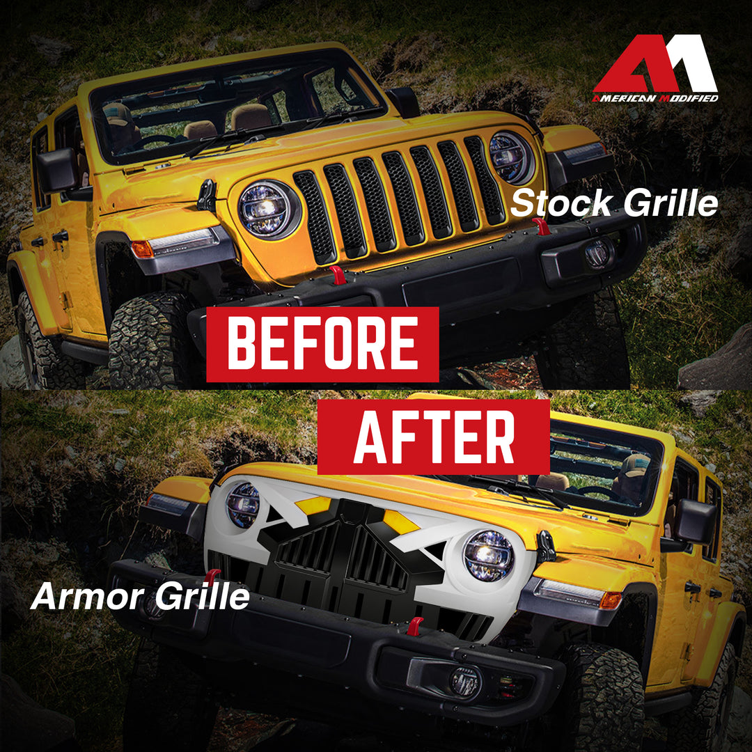 AMERICAN MODIFIED Grille for 2018+ Jeep Wrangler JL, 2020+ Gladiator JT w/Camera - VMInnovations
