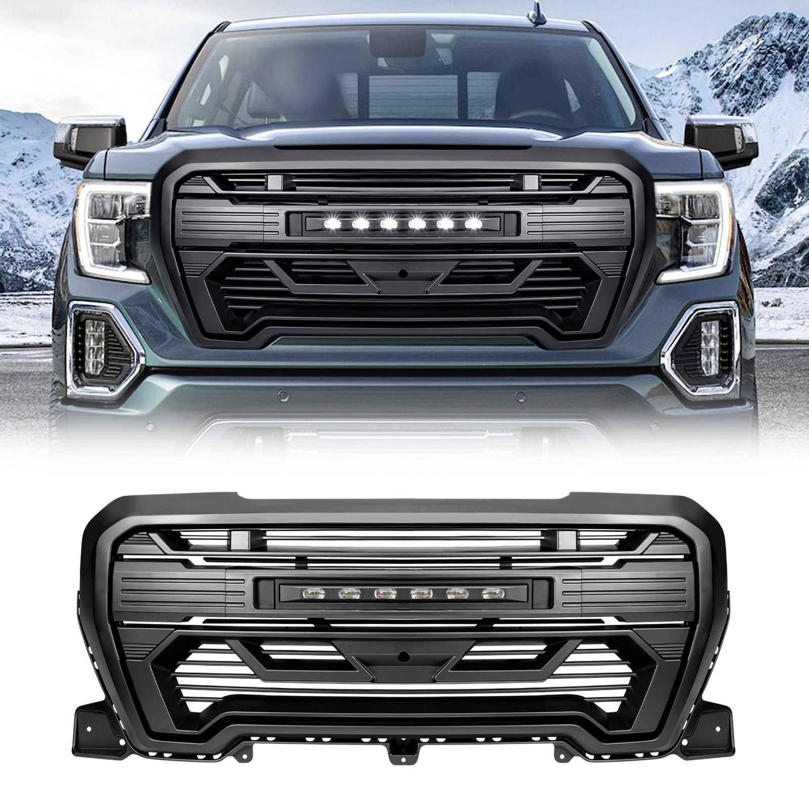 AMERICAN MODIFIED Grille w/Lights for 2019-2021 GMC Sierra 1500 Base, SLE, & SLT - VMInnovations