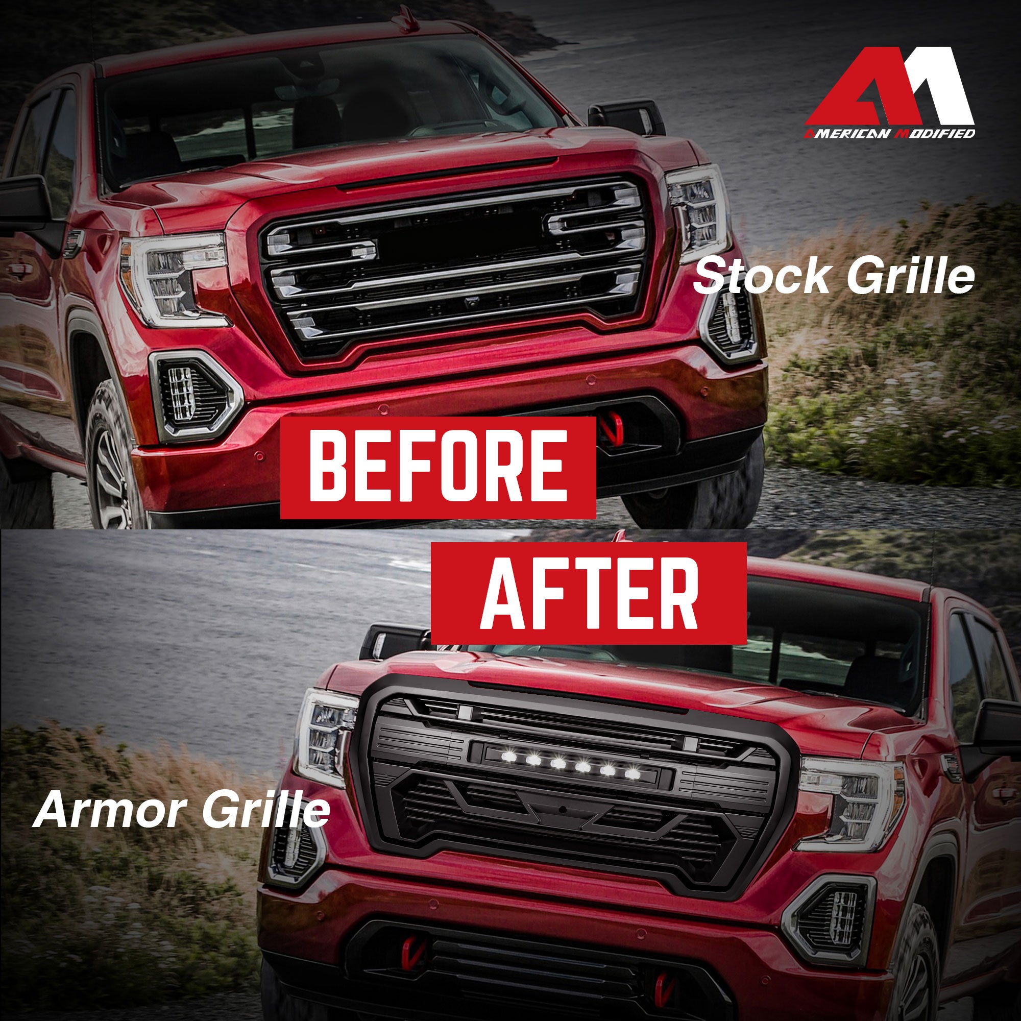 AMERICAN MODIFIED Grille w/Lights for '19-'21 GMC Sierra 1500, SLE, & SLT (Used) - VMInnovations