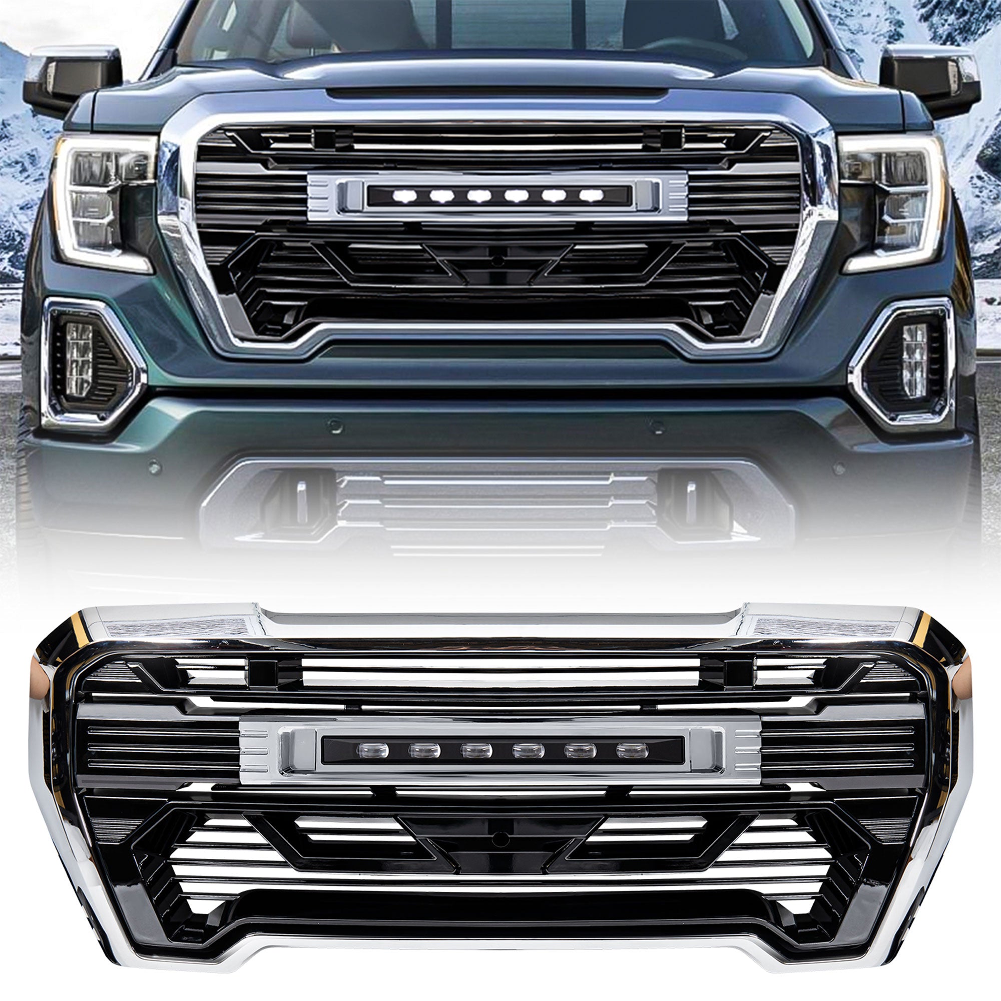 AMERICAN MODIFIED Grille w/Lights for 2019-21 GMC Sierra 1500 Base,SLE&SLT(Used) - VMInnovations