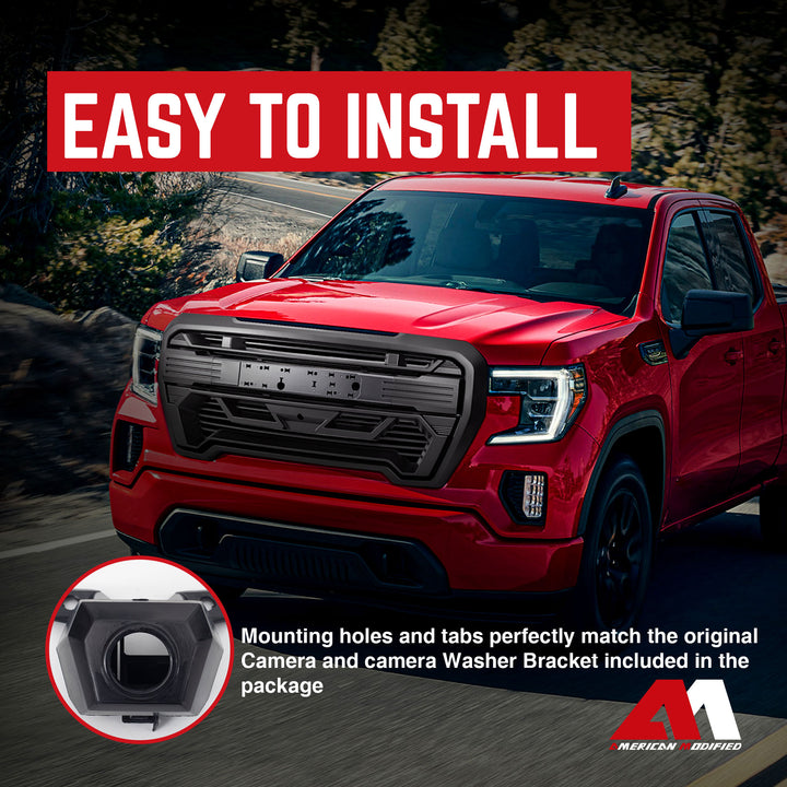 AMERICAN MODIFIED Grille w/Emblem Base, 2019-2021 GMC Sierra 1500, Matte Black - VMInnovations