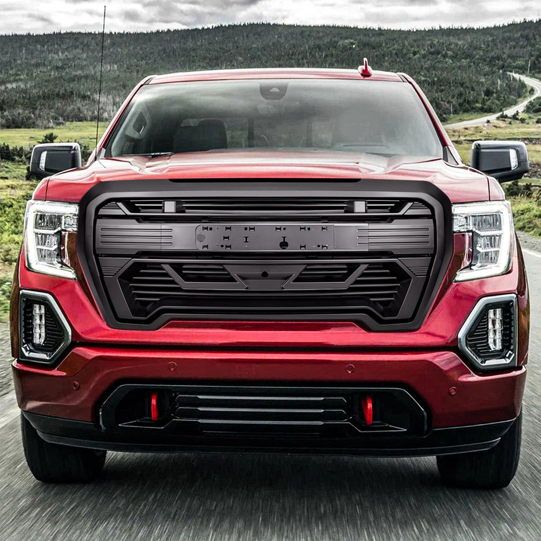AMERICAN MODIFIED Grille w/Emblem Base, 2019-2021 GMC Sierra 1500, Matte Black - VMInnovations
