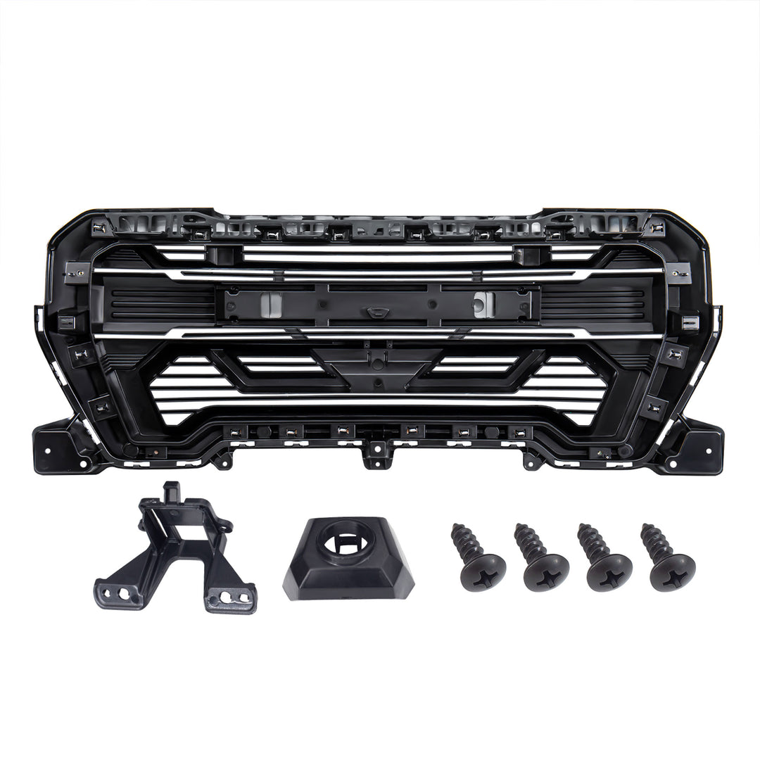 AMERICAN MODIFIED Grille w/Emblem Base, 2019-2021 GMC Sierra 1500, Matte Black - VMInnovations