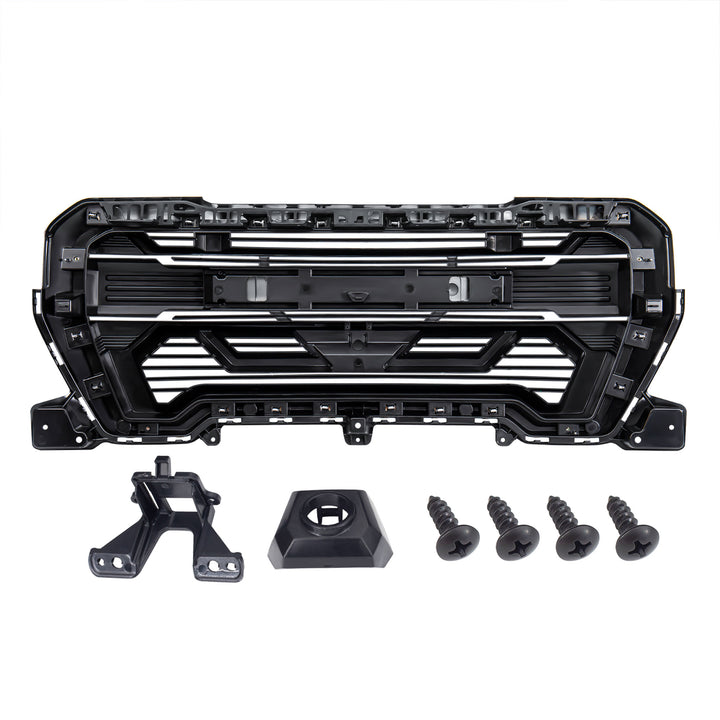 AMERICAN MODIFIED Grille w/Emblem Base, 2019-2021 GMC Sierra 1500, Matte Black - VMInnovations