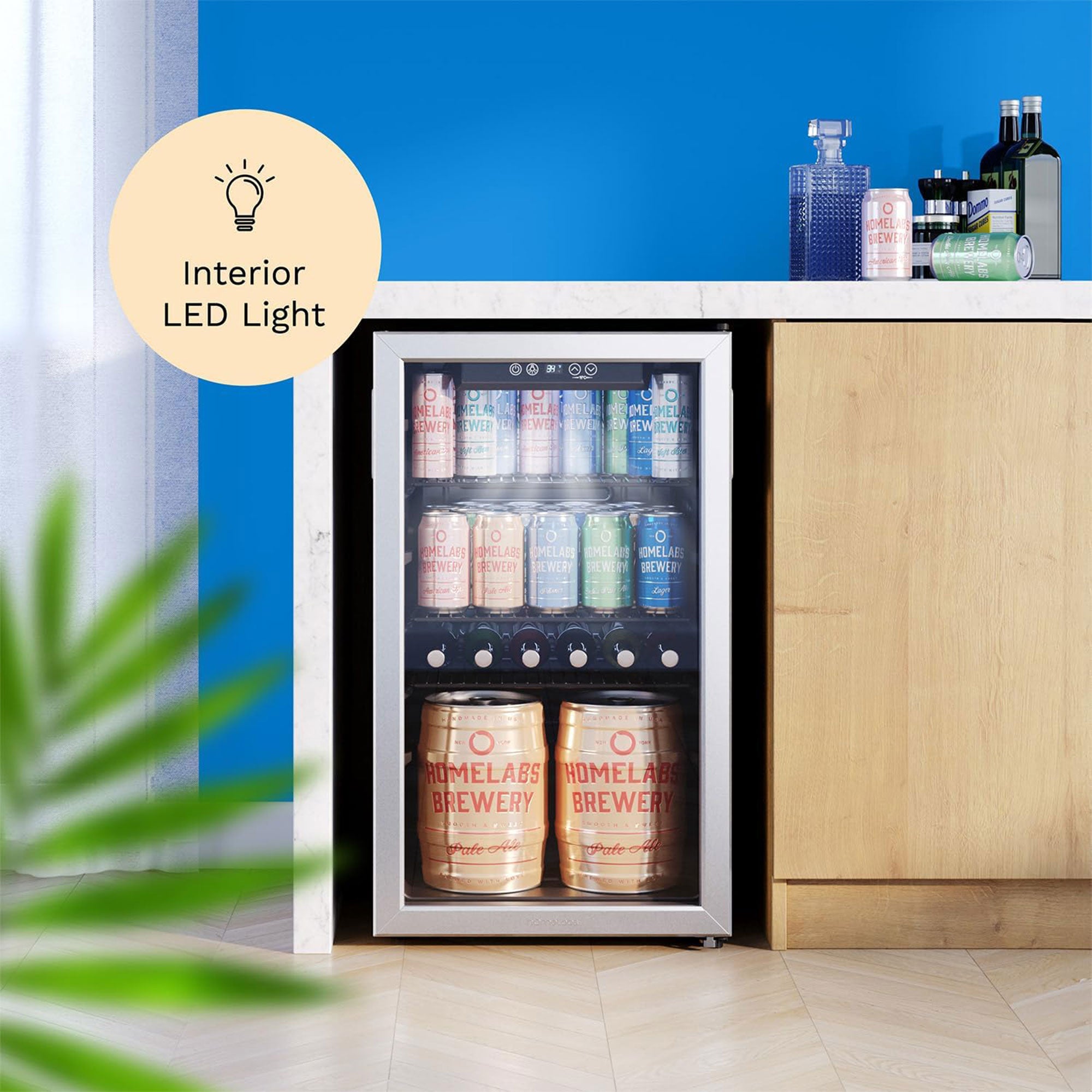 hOmeLabs 120 Can Beverage Refrigerator Cooler Glass Door Mini Fridge, 3.2 Cu Ft - VMInnovations