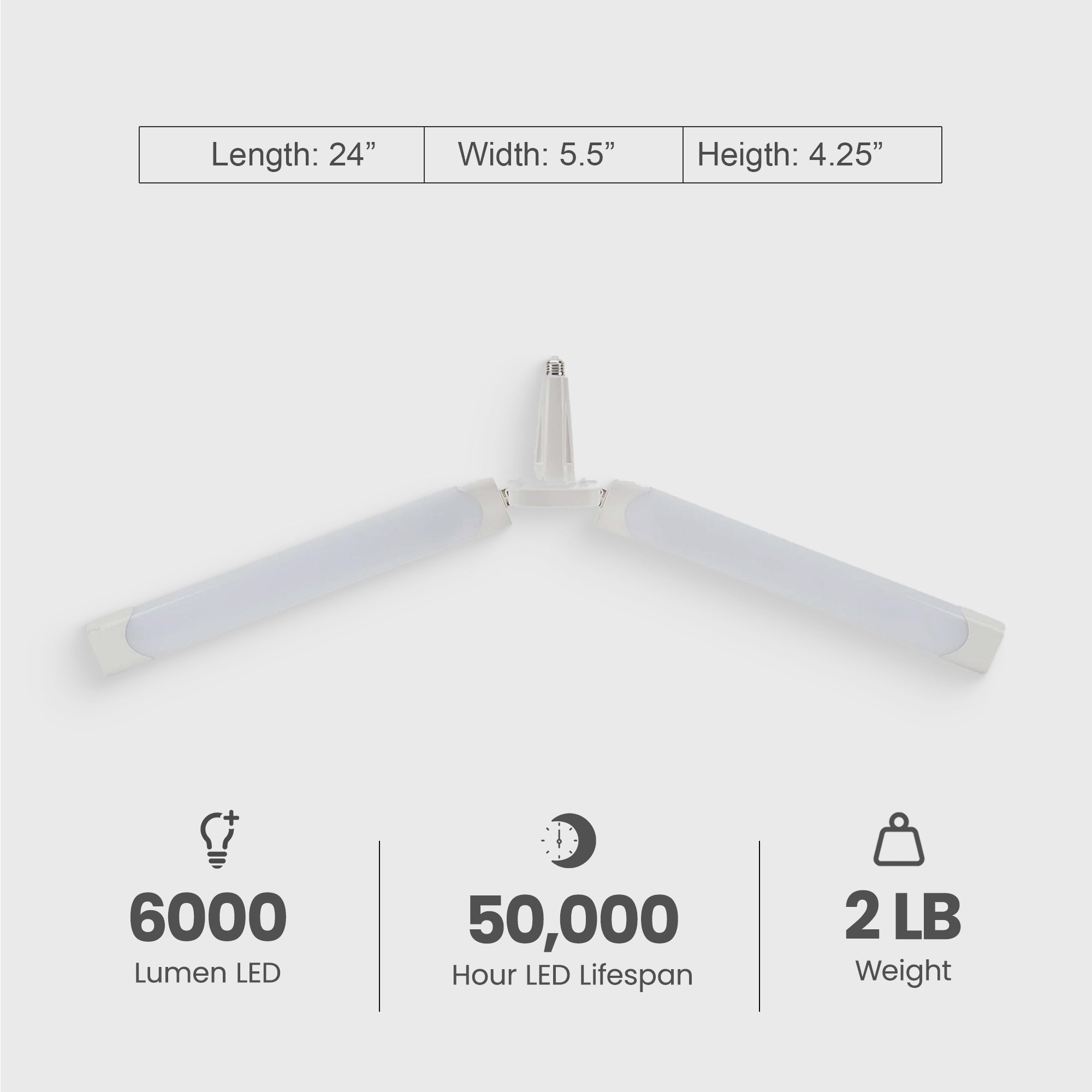 BRIGHTLIVING 6,000 Lumen LED Deformable Shop Light with Rotatable Mechanism - VMInnovations