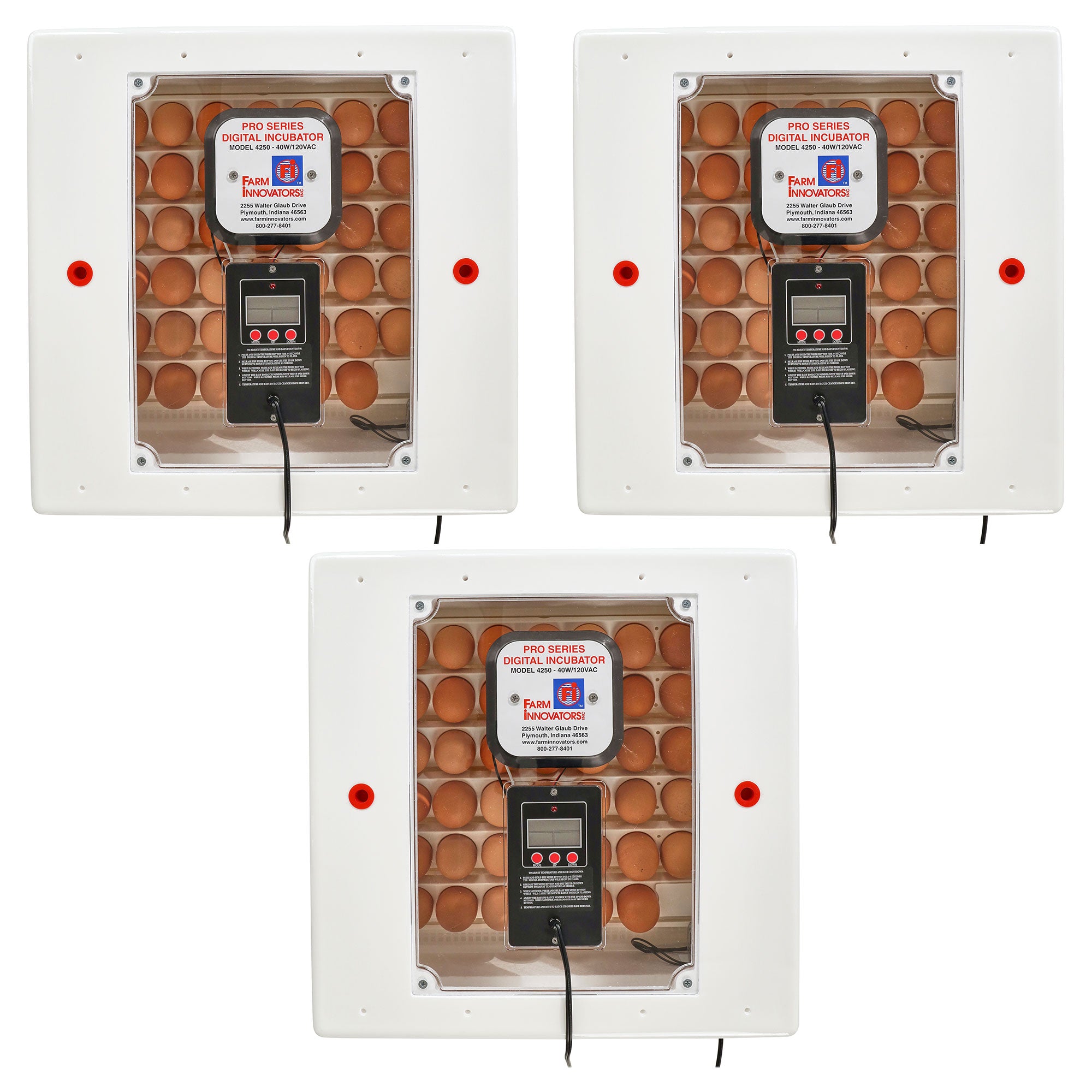 Farm Innovators 2150 Digital LCD Display Still Air Incubator w/ Window (3 Pack) - VMInnovations