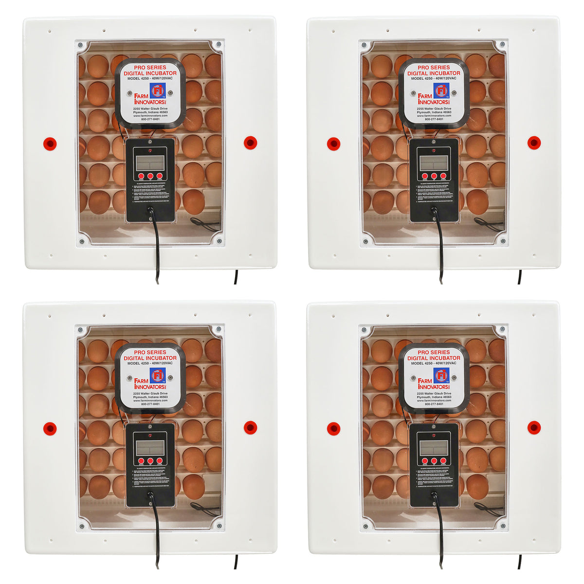 Farm Innovators 2150 Digital LCD Display Still Air Incubator w/ Window (4 Pack)