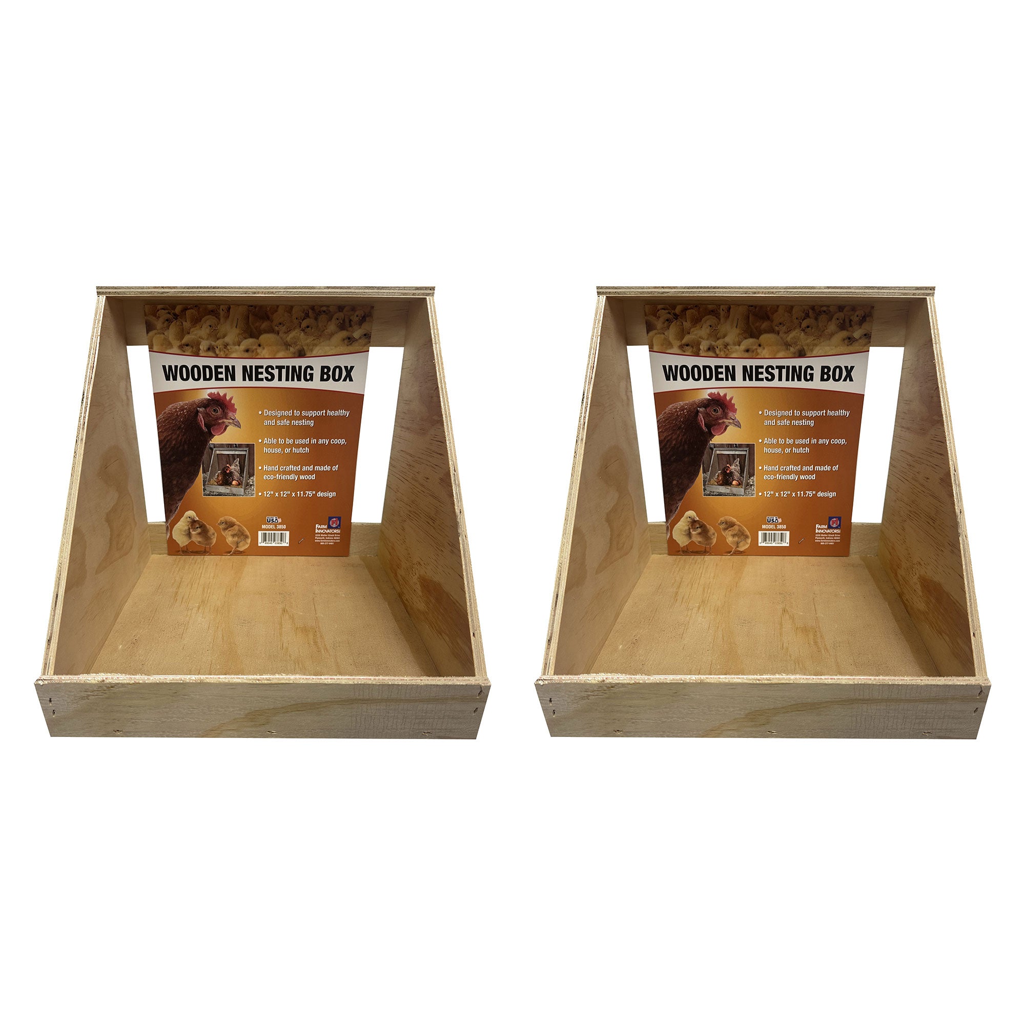 Farm Innovators Single Nesting Box for Chickens, Ducks and Birds, 2 Pack, Brown - VMInnovations