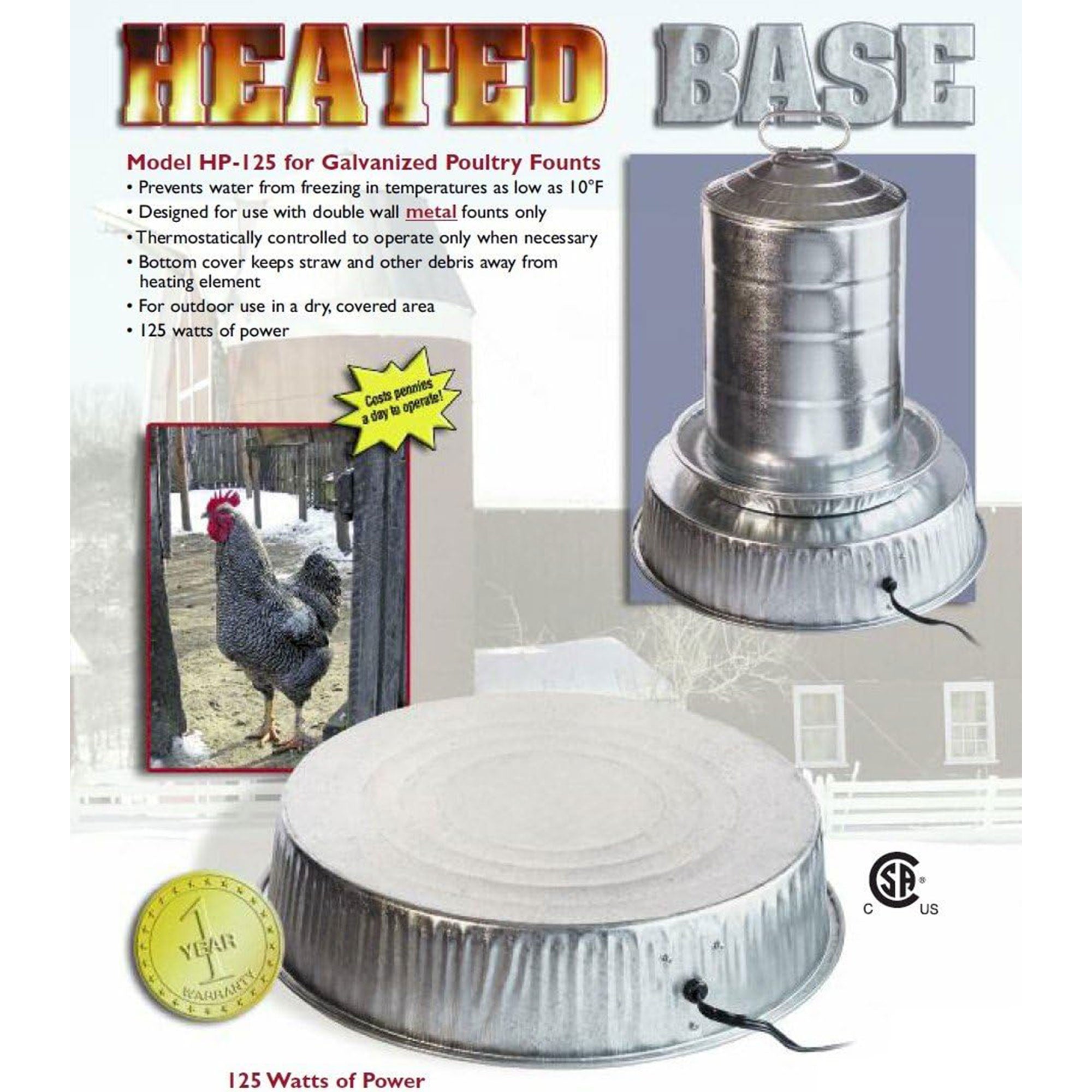 Farm Innovators 125W Heated Base for Metal Poultry Founts, 2 Pack, Metallic - VMInnovations
