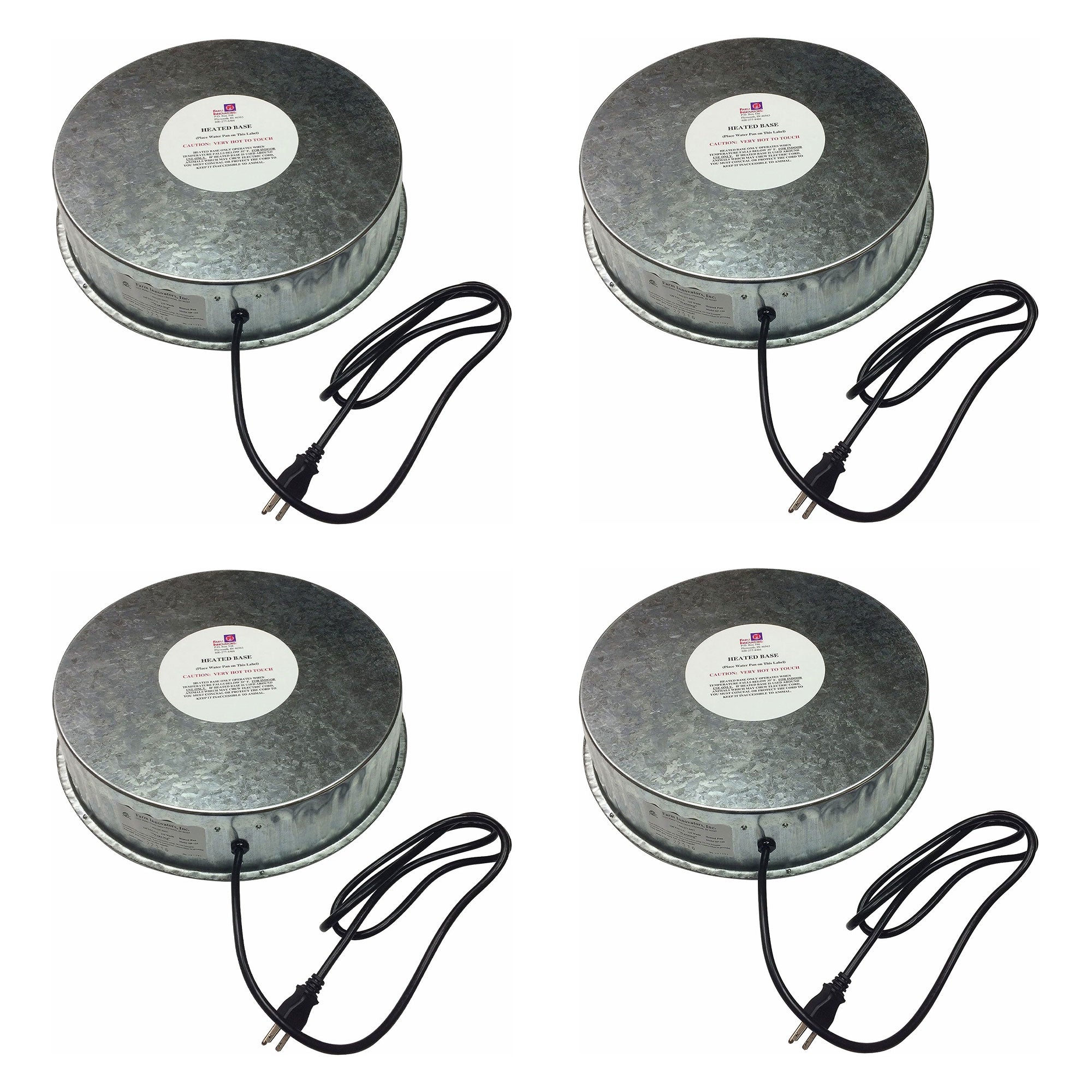 Farm Innovators 125W Heated Base for Metal Poultry Founts, 4 Pack, Metallic - VMInnovations