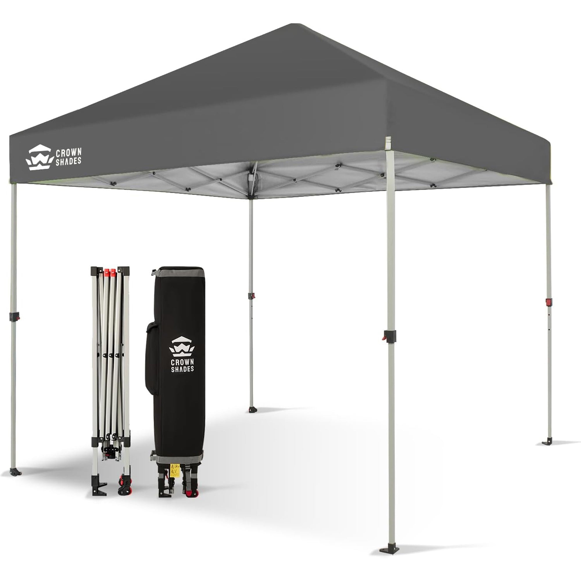 Crown Shades 8x8 Pop Up Canopy, Beach Tent with One Push Setup, Grid Grey (Used) - VMInnovations
