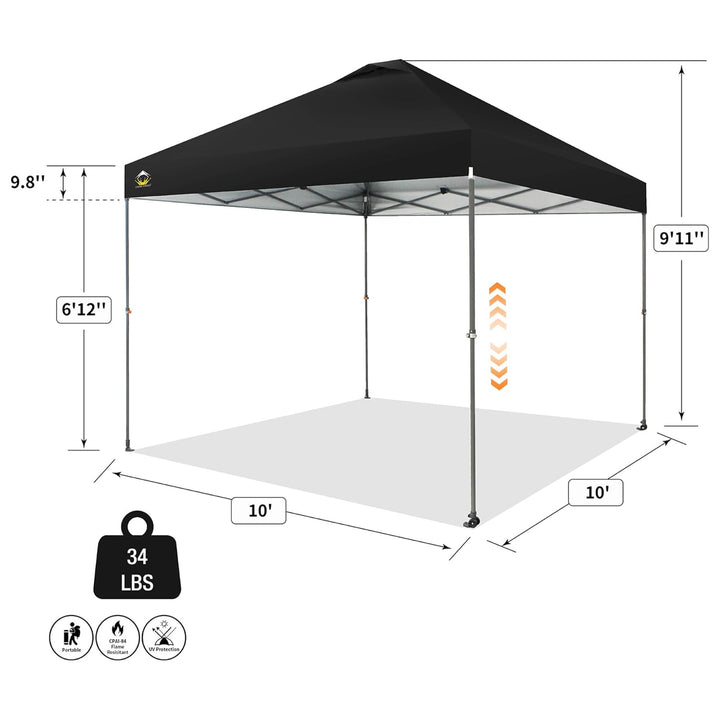 Crown Shades Pop Up Canopy 10x10' Adjustable Tent w/One Push Setup, Grey (Used) - VMInnovations