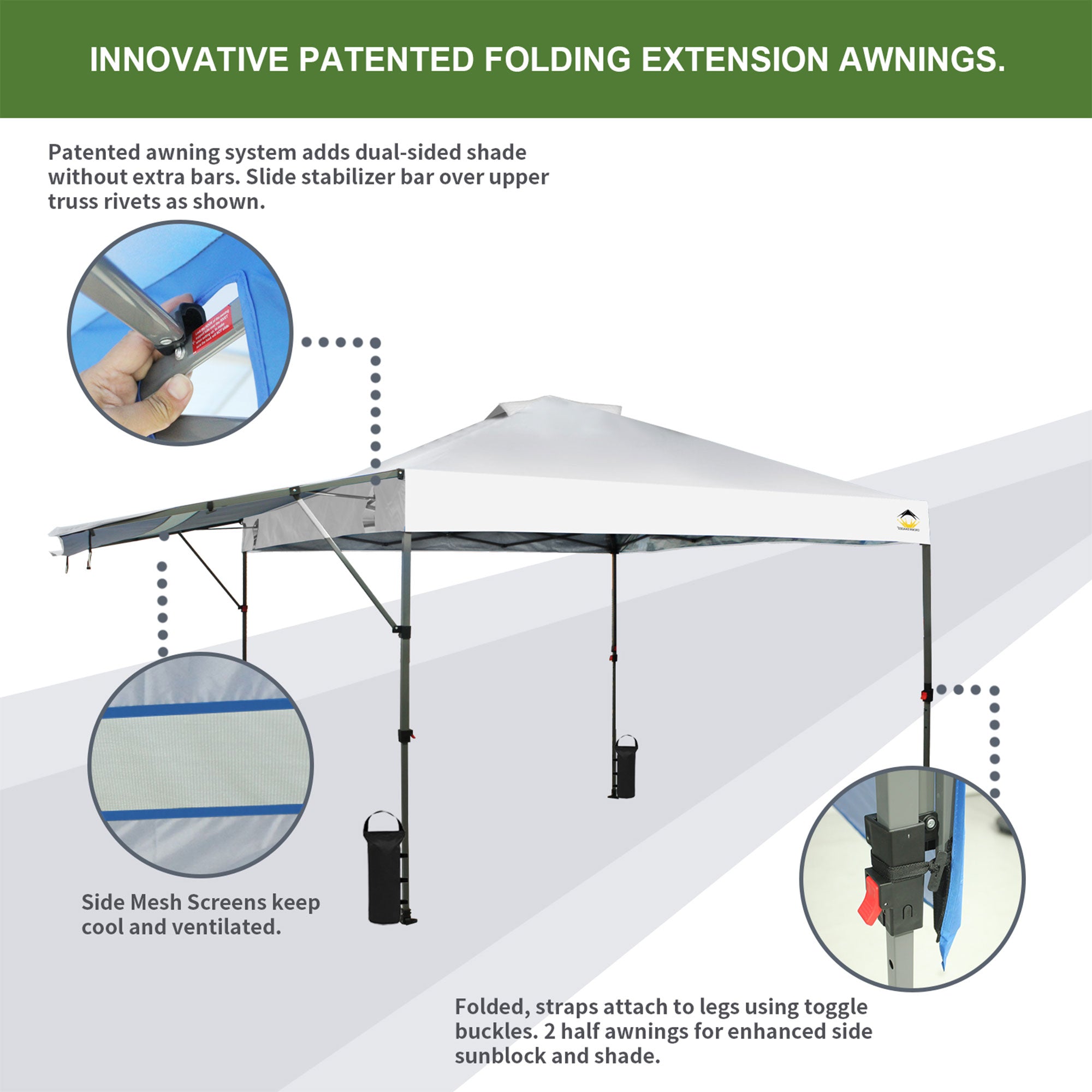 Crown Shades 10x10 Foot Outdoor Pop Up Canopy Tent with Easy Setup, White (Used) - VMInnovations