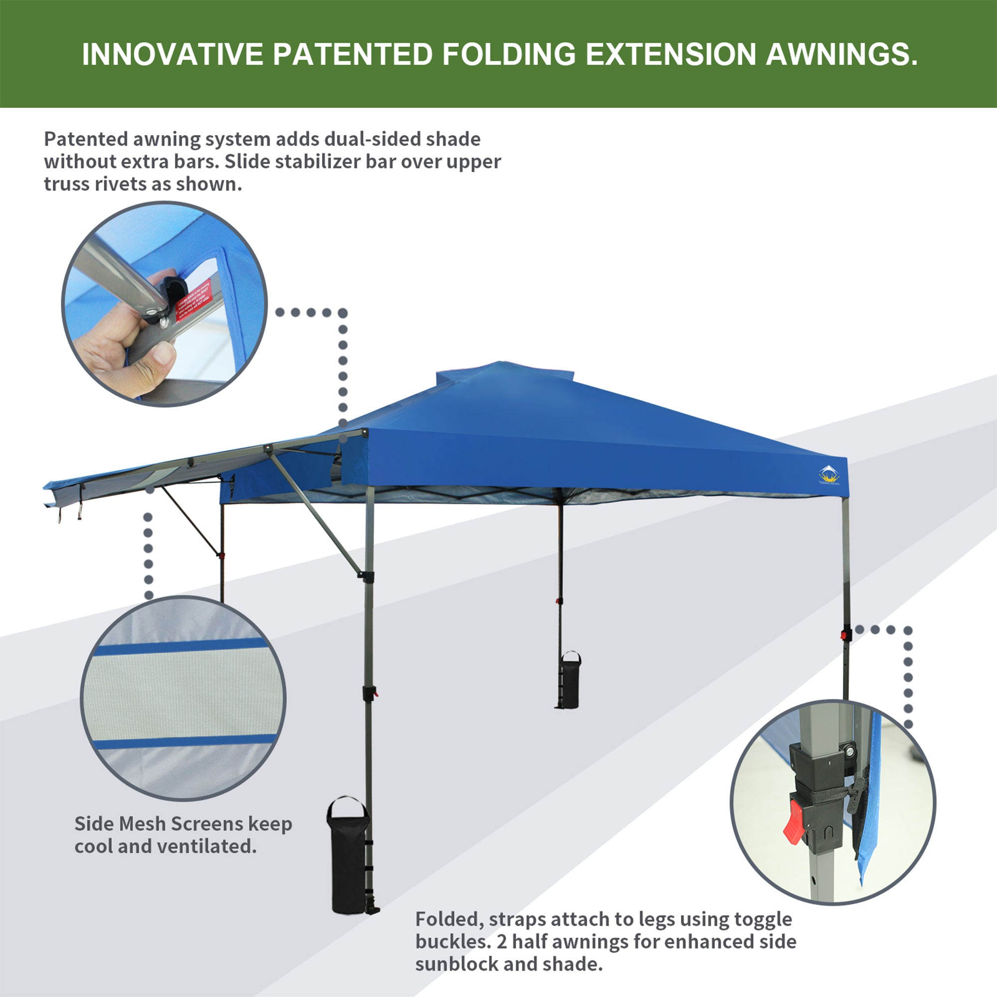Crown Shades 10 by 10 Foot Outdoor Pop Up Canopy Tent with Easy Setup, Blue