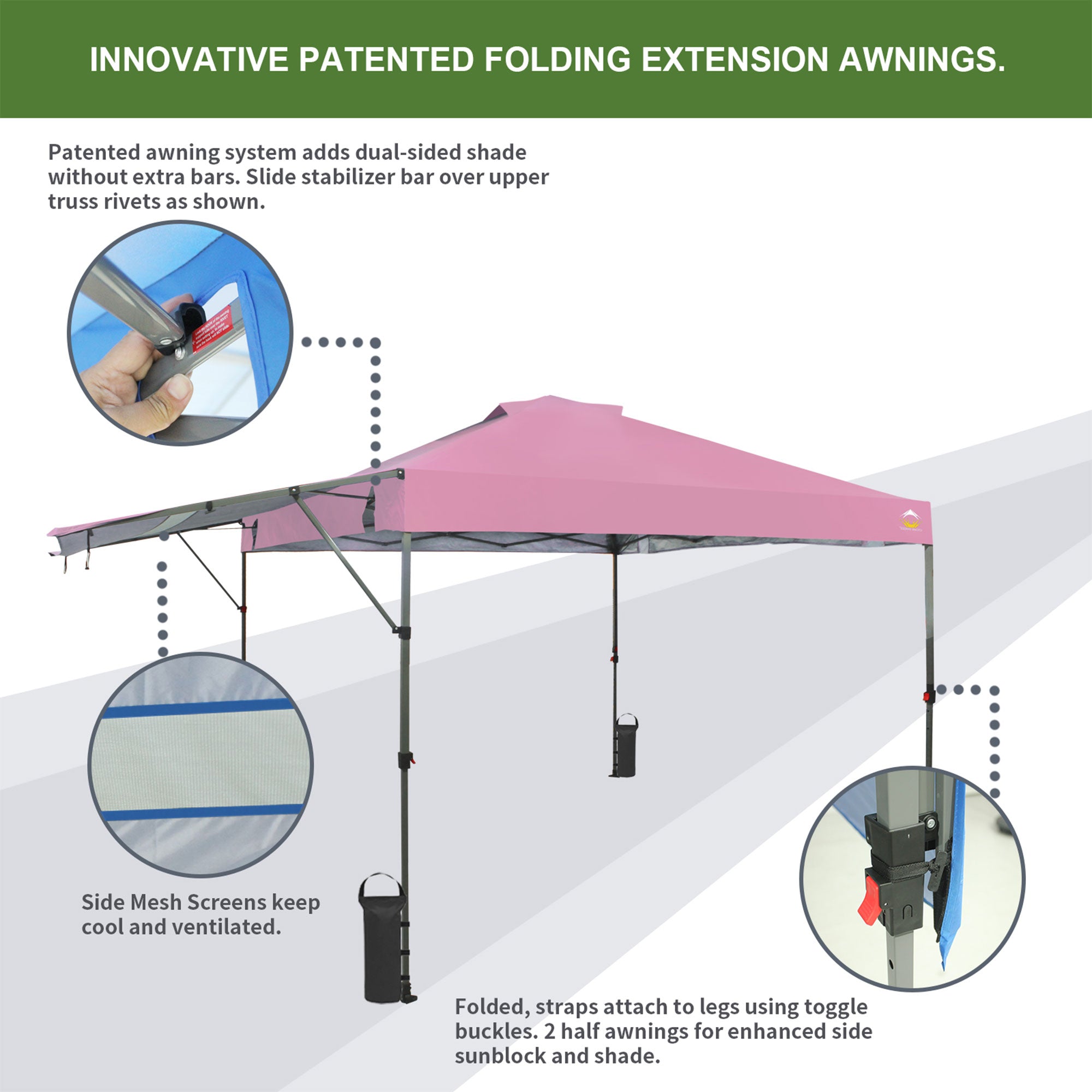 Crown Shades 10x10 Foot Outdoor Pop Up Canopy Tent with Easy Setup, Pink (Used) - VMInnovations