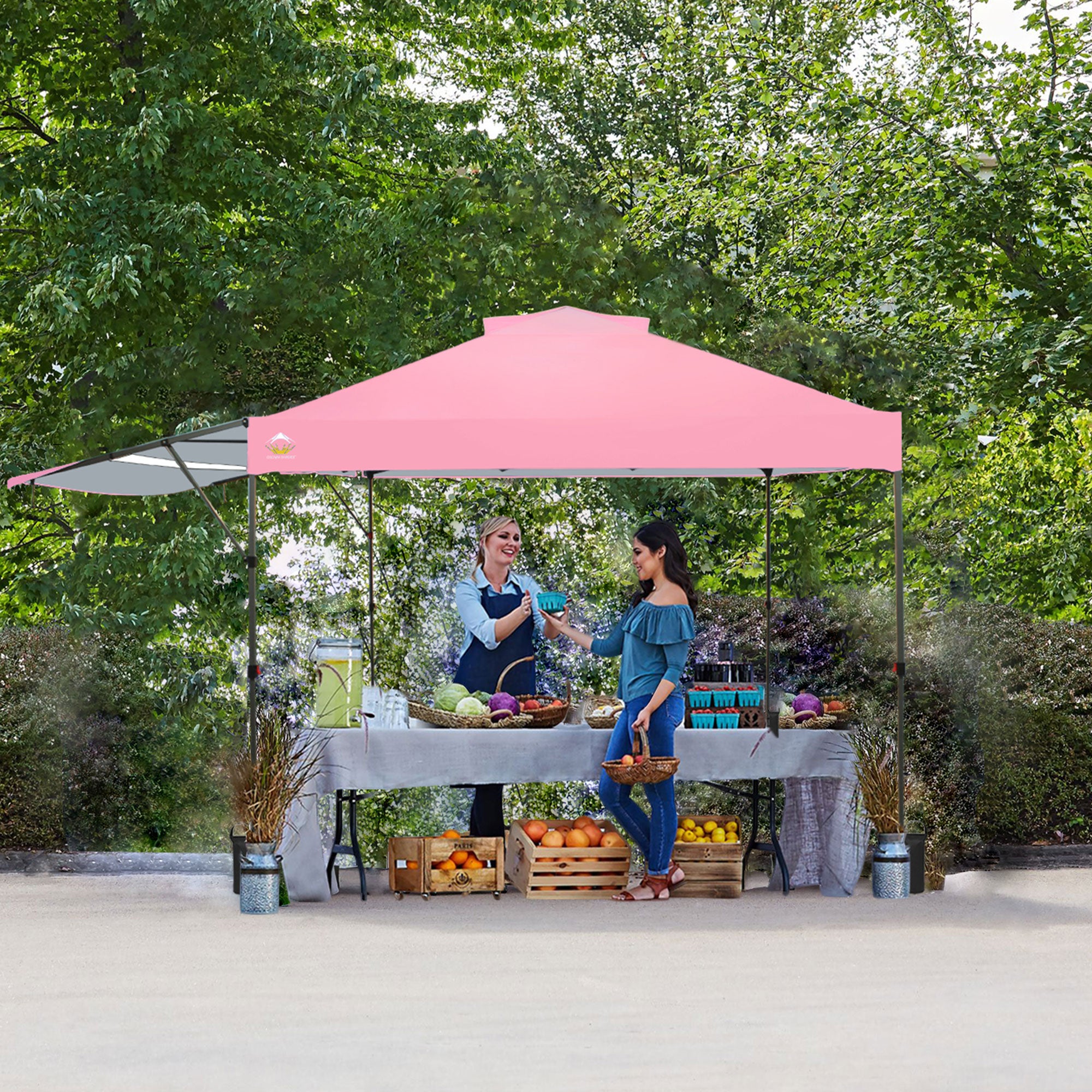 Crown Shades 10x10 Foot Outdoor Pop Up Canopy Tent with Easy Setup, Pink (Used) - VMInnovations