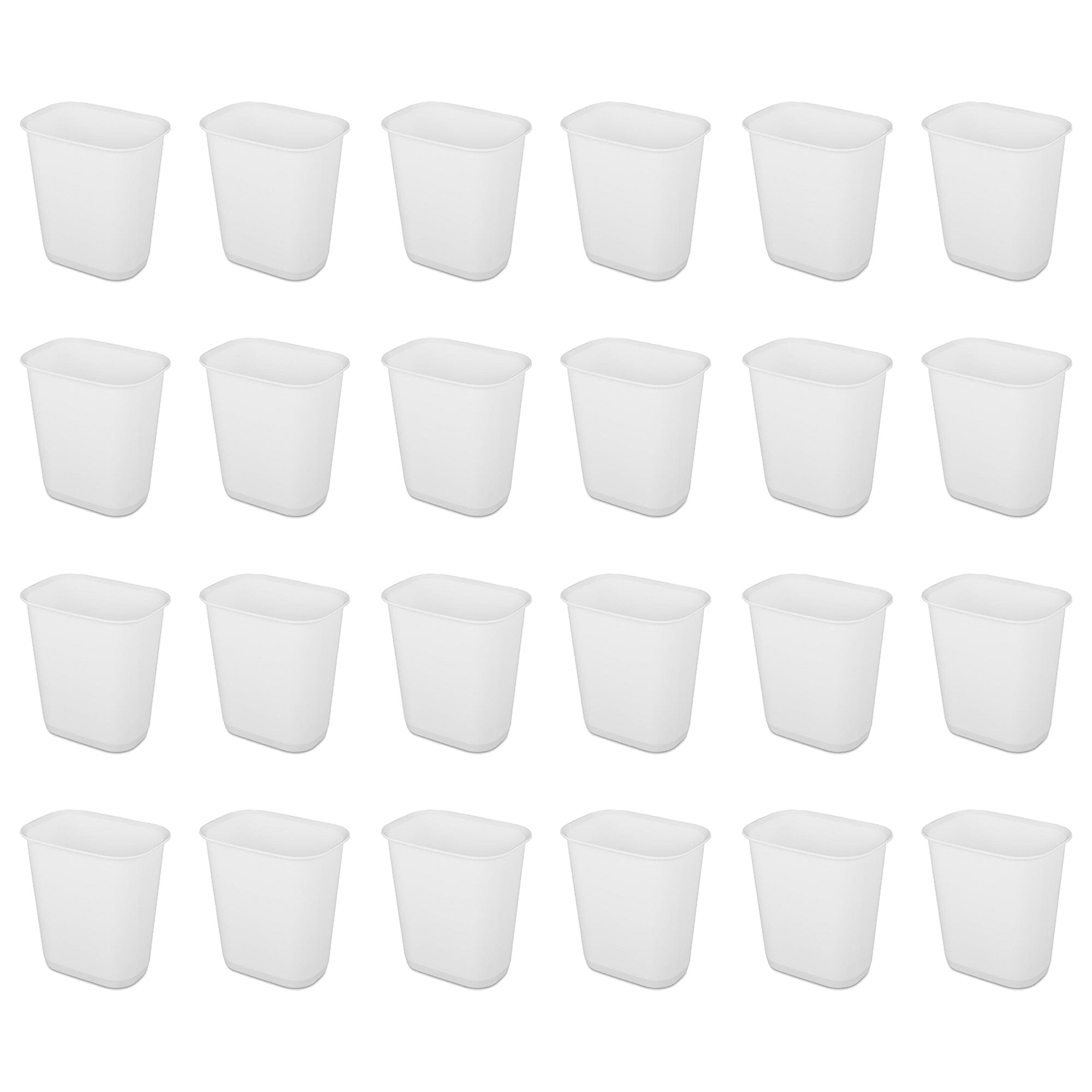 Sterilite 3 Gallon Rectangular Wastebasket Small Home Trash Bin, 24 Pack, White - VMInnovations