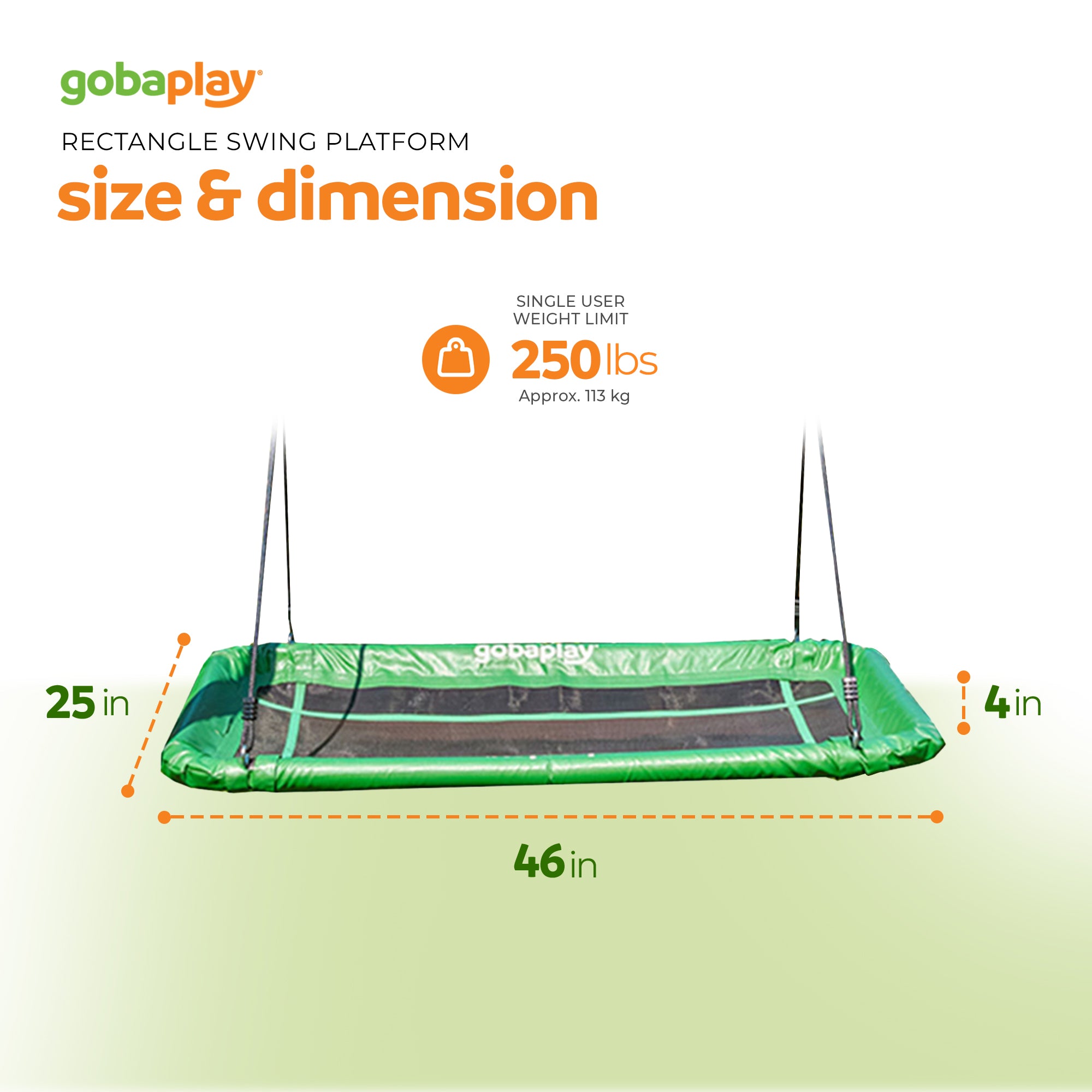 gobaplay Tree Swing, 46" x 25" Platform (Swingset Frame Not Included) (Open Box)