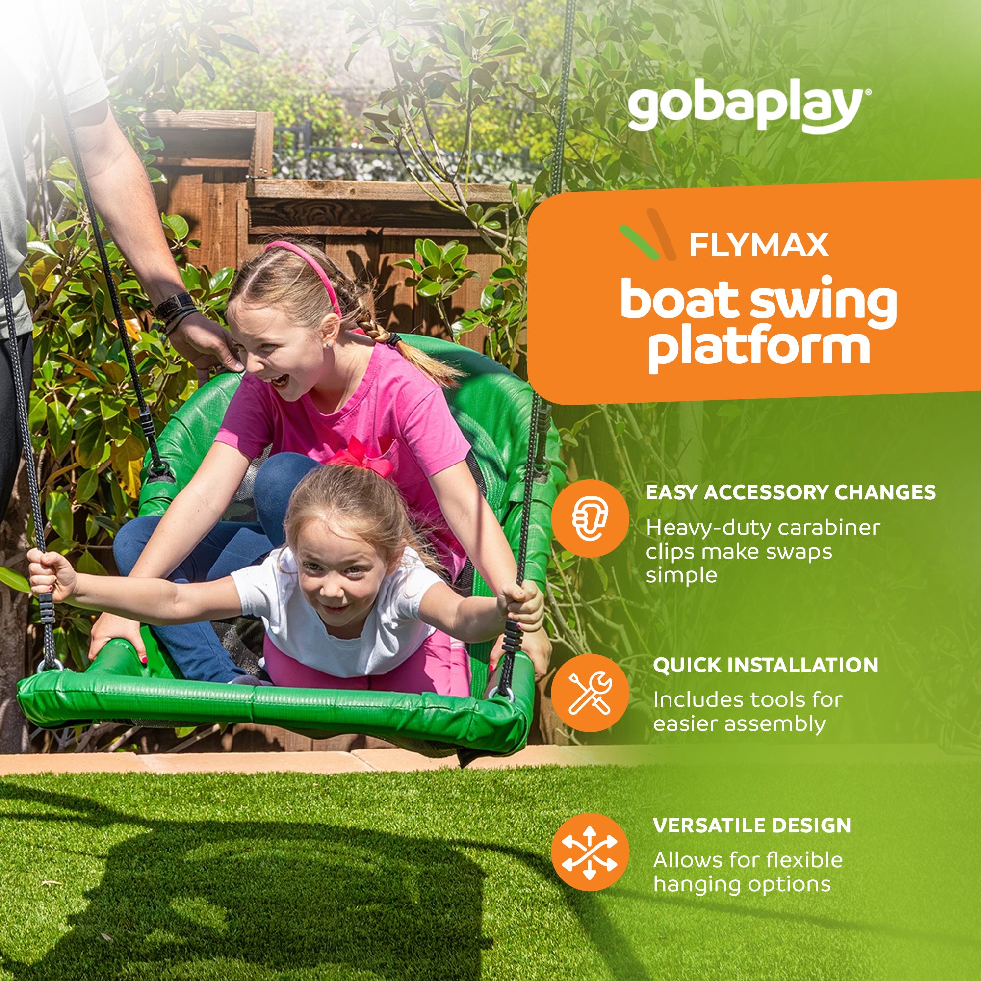 gobaplay Boat Swing, 53" x 25" Platform Saucer, (Swingset Frame Not Included)