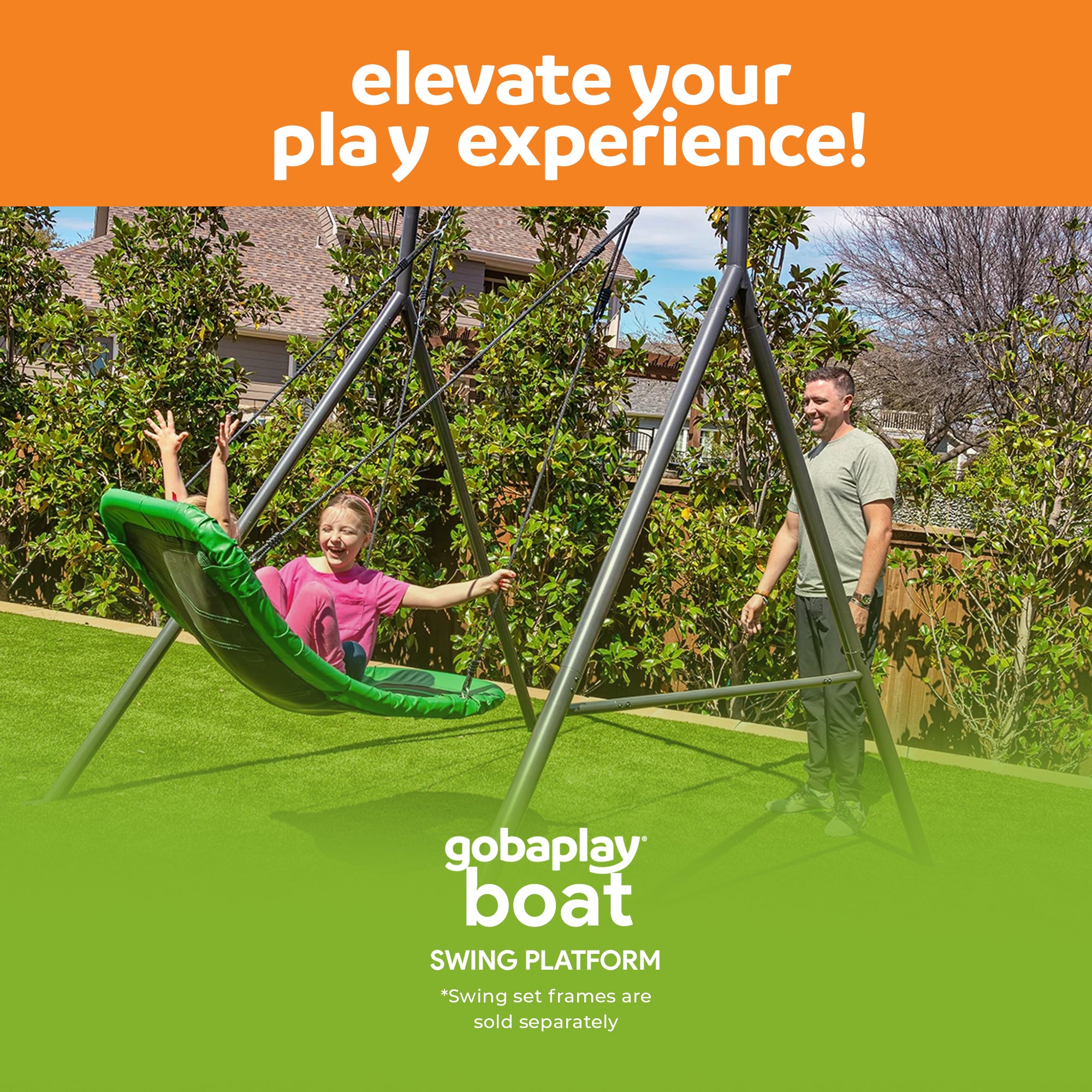 gobaplay Boat Swing, 53" x 25" Platform Saucer, (Swingset Frame Not Included)