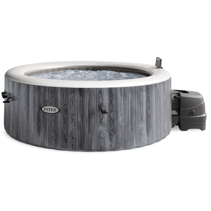 Intex PureSpa Greywood Deluxe Spa Set 140 Bubble Jet Hot Tub with Cover, 77"x28" - VMInnovations