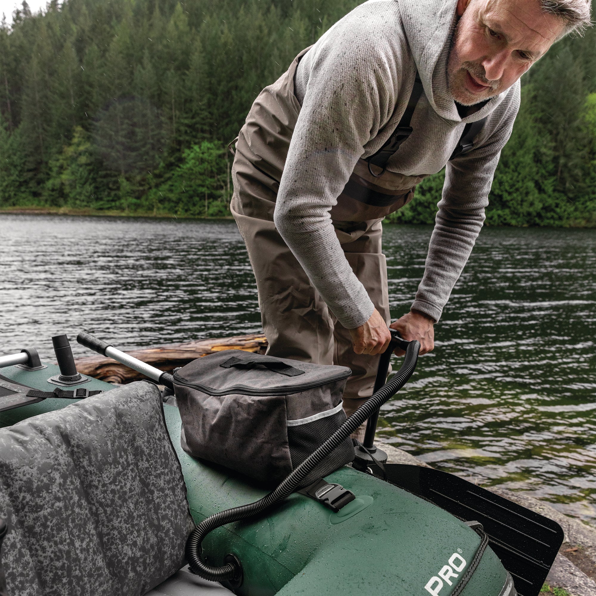 Big Catch Pro Inflatable Fishing Float Tube Set w/Oars,Pump,Rod Holders(Open Box