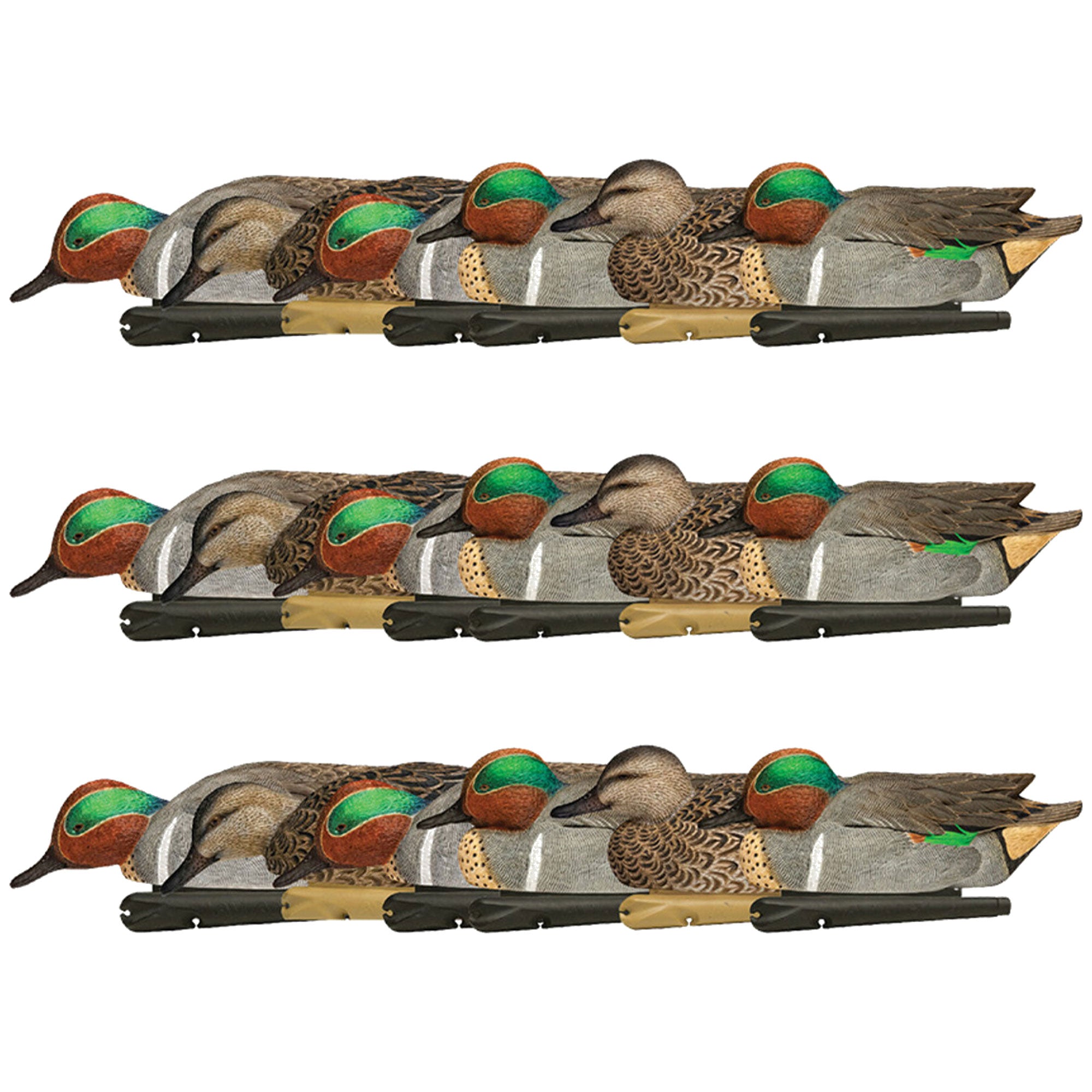 Avian X Topflight Green-Winged Teal Duck, Floating Decoys, Set of 18, Multicolor