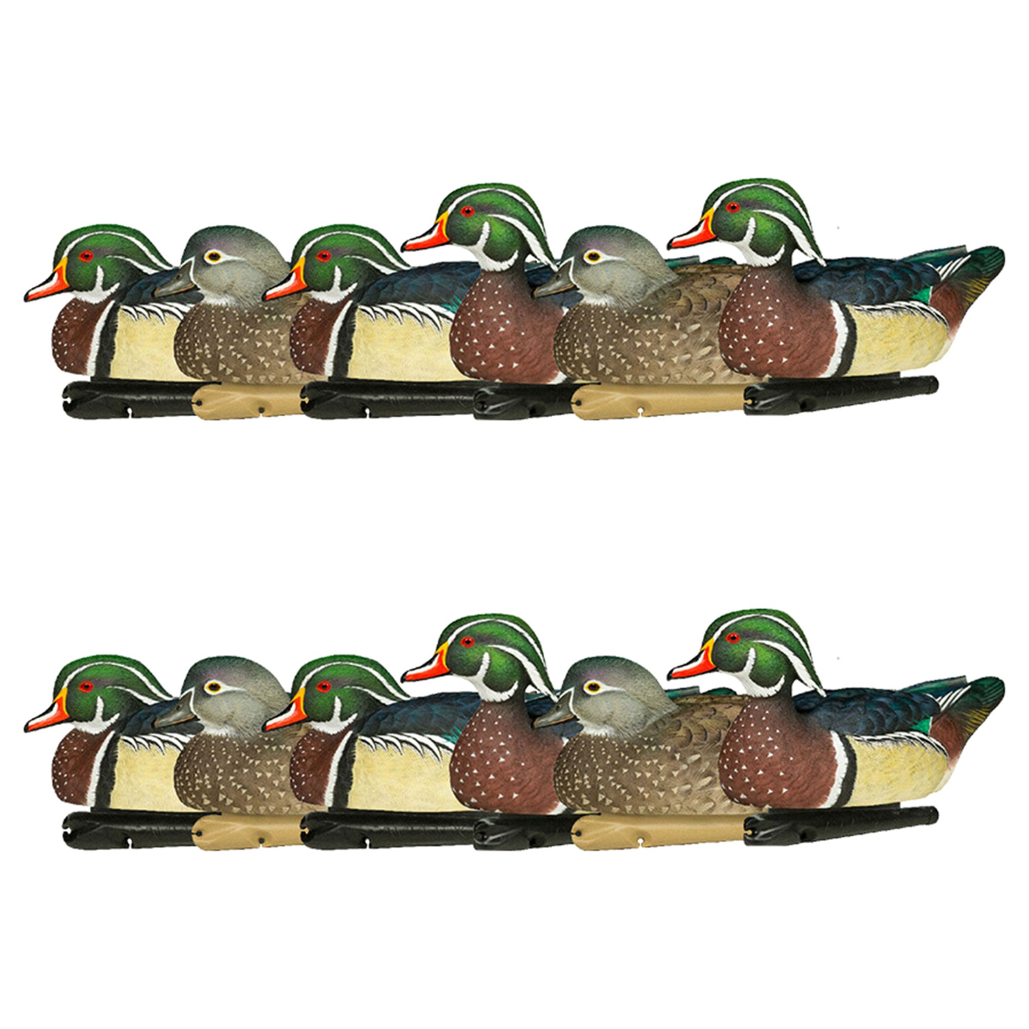 Avian X Topflight Wood Ducks, Realistic Floating Decoys, 12 Pack, Multicolor - VMInnovations
