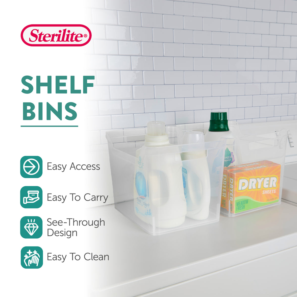 Sterilite Wide Shelf Home Office Storage Organizing Plastic Bin, 6 Pack, Clear