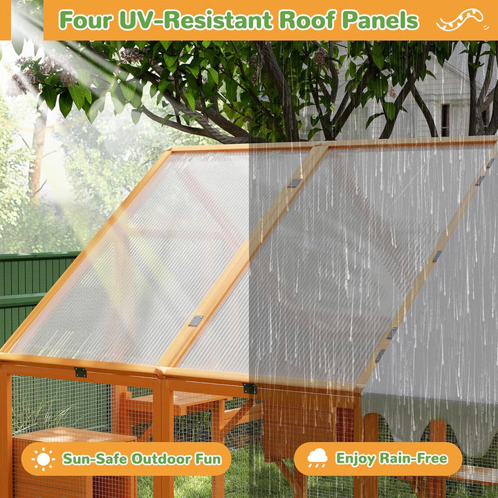 COZIWOW Large Catio Outdoor Cat Enclosure w/Cover, Window, 53.5 sq ft, Orange - VMInnovations