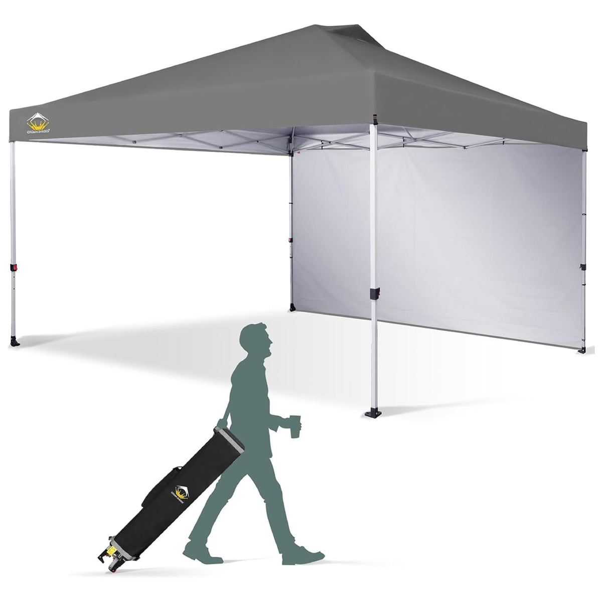 Crown Shades 12x12 Pop Up Canopy, Tent w/Removable Sidewall, Grid Grey (Used) - VMInnovations