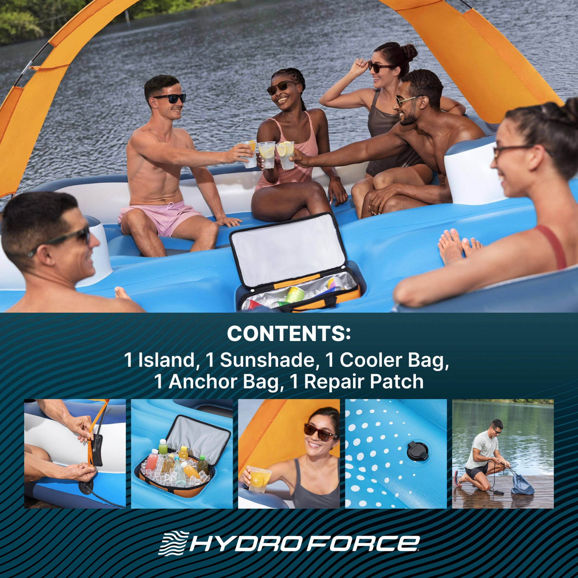 Bestway CoolerZ Tropical Breeze 6 Person Inflatable Party Island Float(Open Box) - VMInnovations