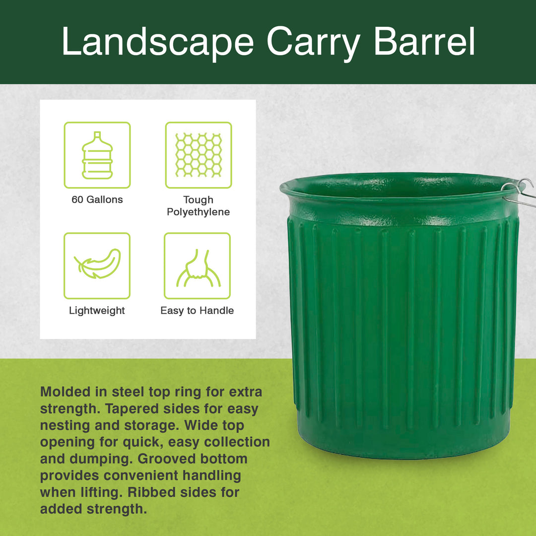 Chem-Tainer 60 Gal Carry Landscape Barrel w/Steel Top Ring Design, 3 Pack, Green - VMInnovations