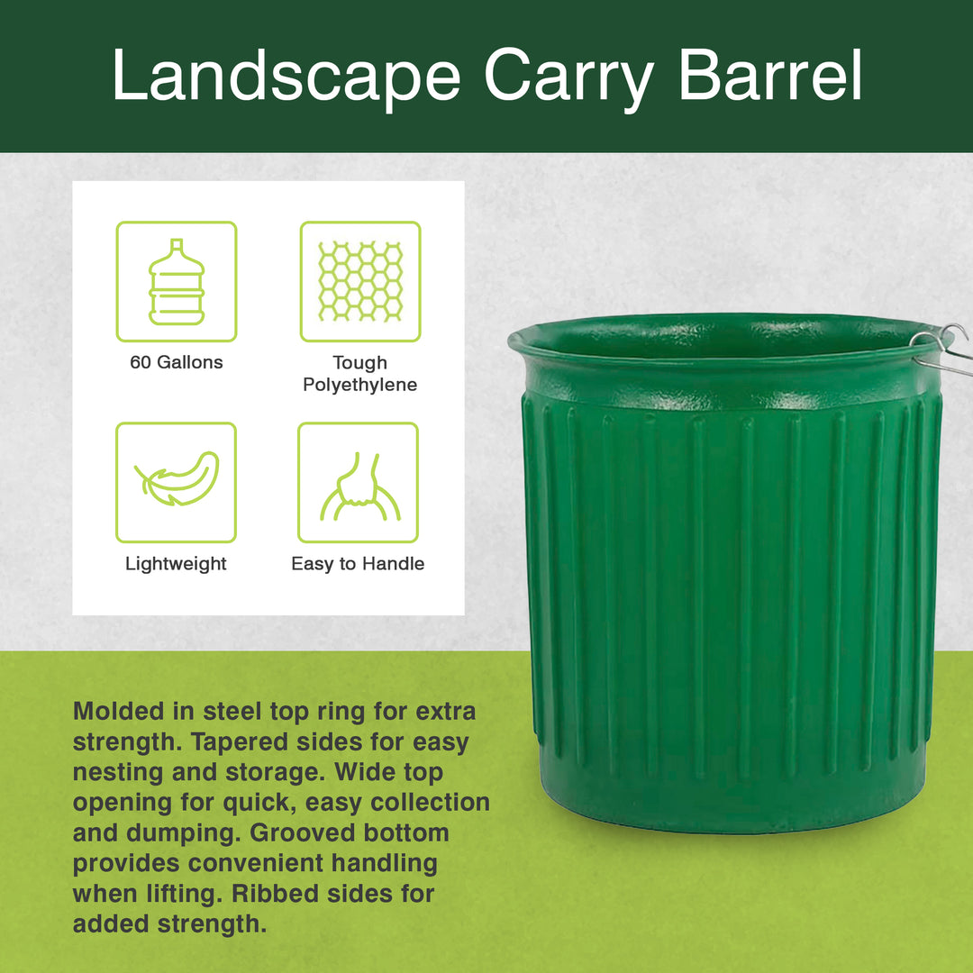 Chem-Tainer 60 Gal Carry Landscape Barrel w/Steel Top Ring Design, 6 Pack, Green - VMInnovations