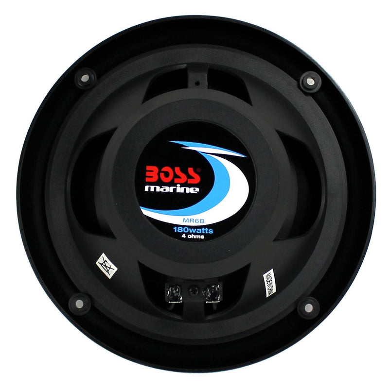 BOSS 6.5" 360W Dual Cone Black Marine Boat Outdoor Audio Speakers, 4pk | MR6B
