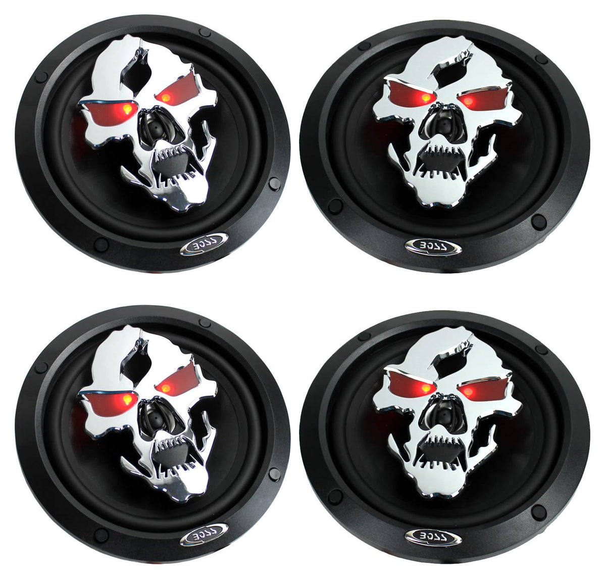 4) NEW BOSS SK652 6.5” 600W 2-Way Full Range Skull Car Audio Speakers 2 PAIR
