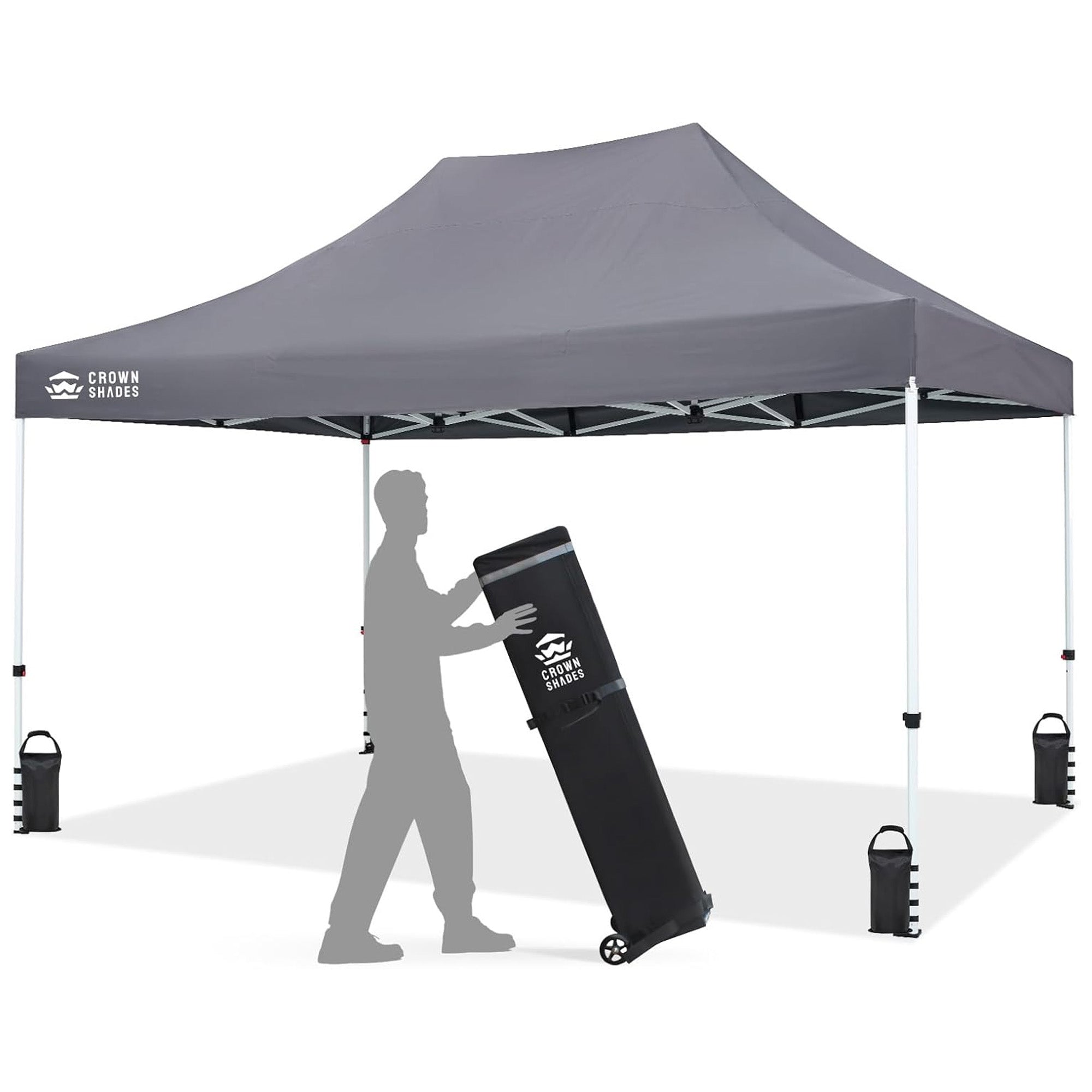 CROWN SHADES 10x15 Pop Up Canopy, Heavy Duty Tent for Events, Grey (Used) - VMInnovations