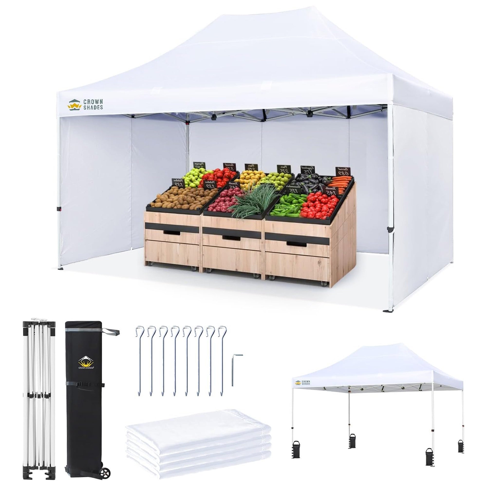 CROWN SHADES 10x15 Pop Up Canopy w/4 Sidewalls, Tent for Events( Used) - VMInnovations