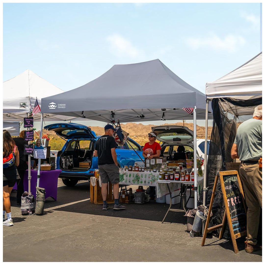 CROWN SHADES 10x15 Pop Up Canopy w/4 Sidewalls, Tent for Events, Grey(Used) - VMInnovations