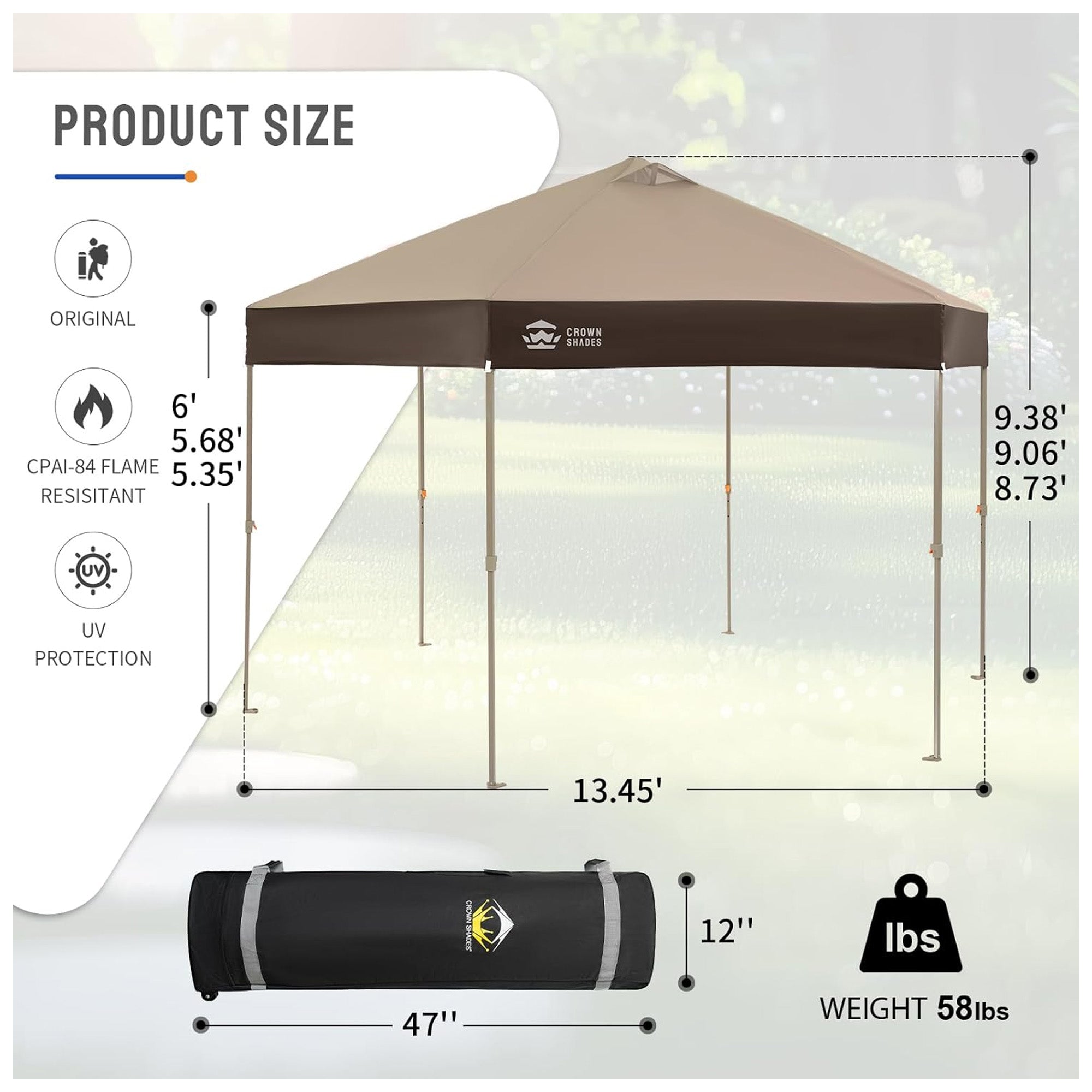CROWN SHADES 14x14 Pop Up Gazebo, Canopy Tent for Events, Beige/Coffee (Used) - VMInnovations