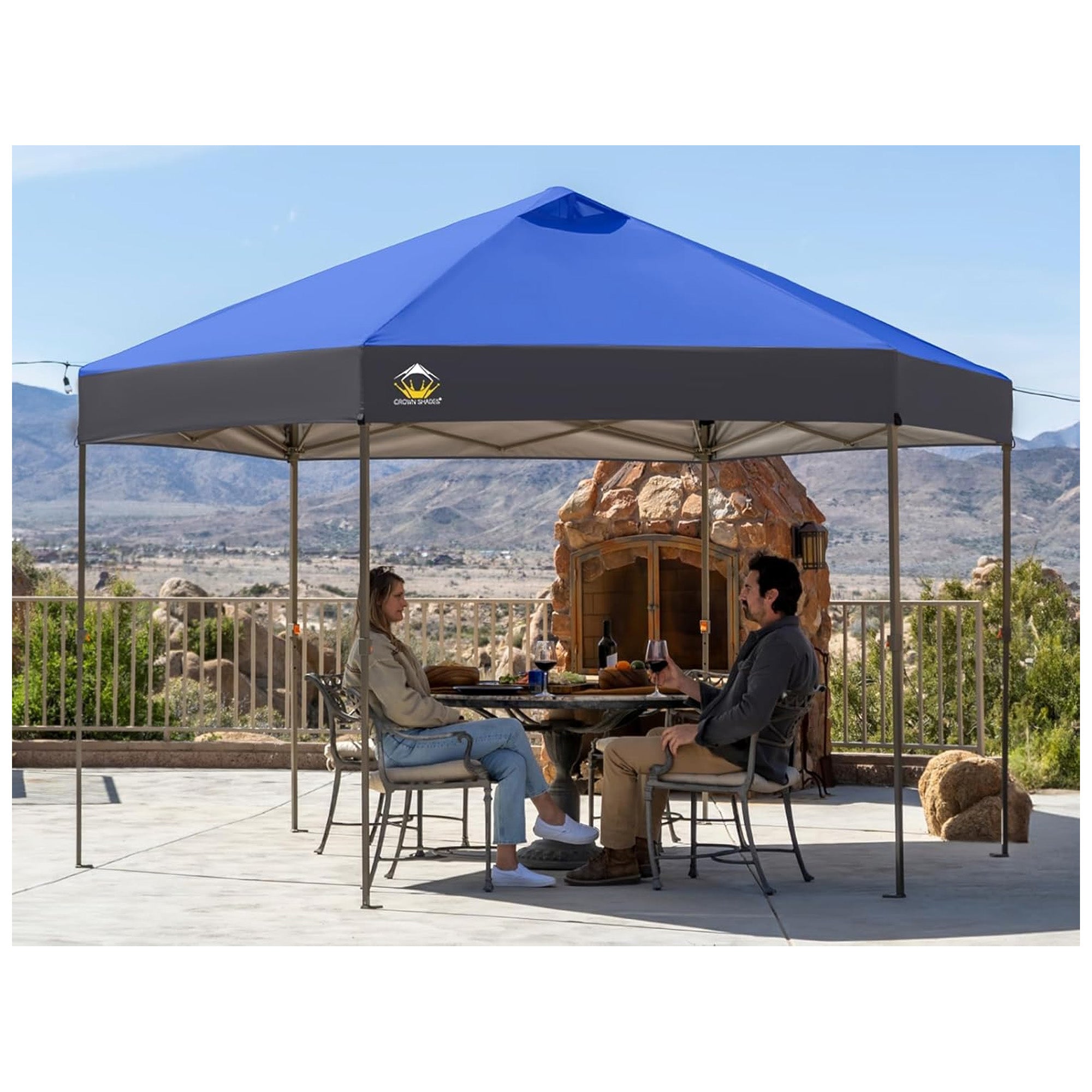 CROWN SHADES 14x14 Pop Up Gazebo, Canopy Tent for Events, Blue/Grey(Used) - VMInnovations