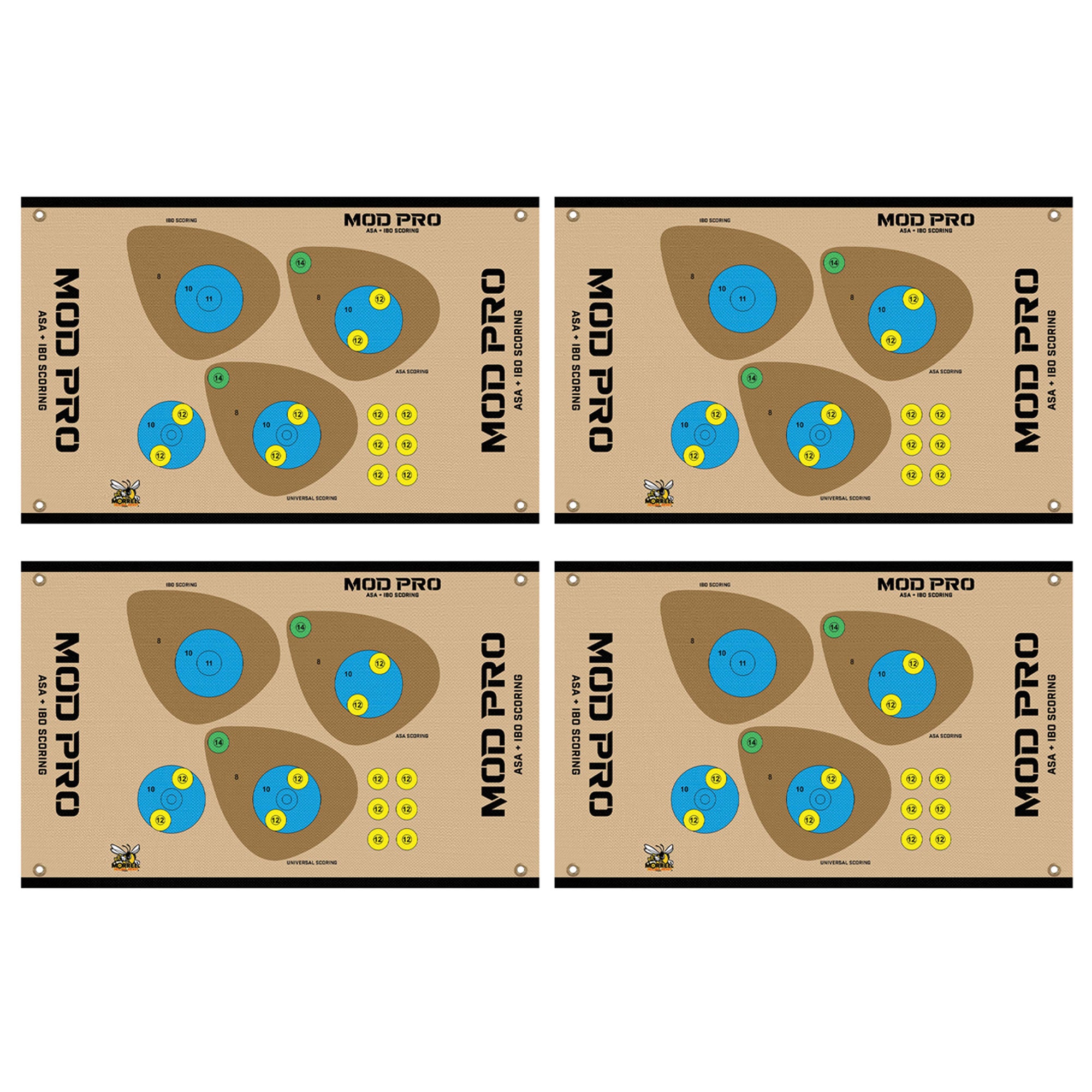 Morrell Yellow Jacket MOD Pro ASA & IBO Shooting Bullseyes with Scoring, 4 Pack - VMInnovations