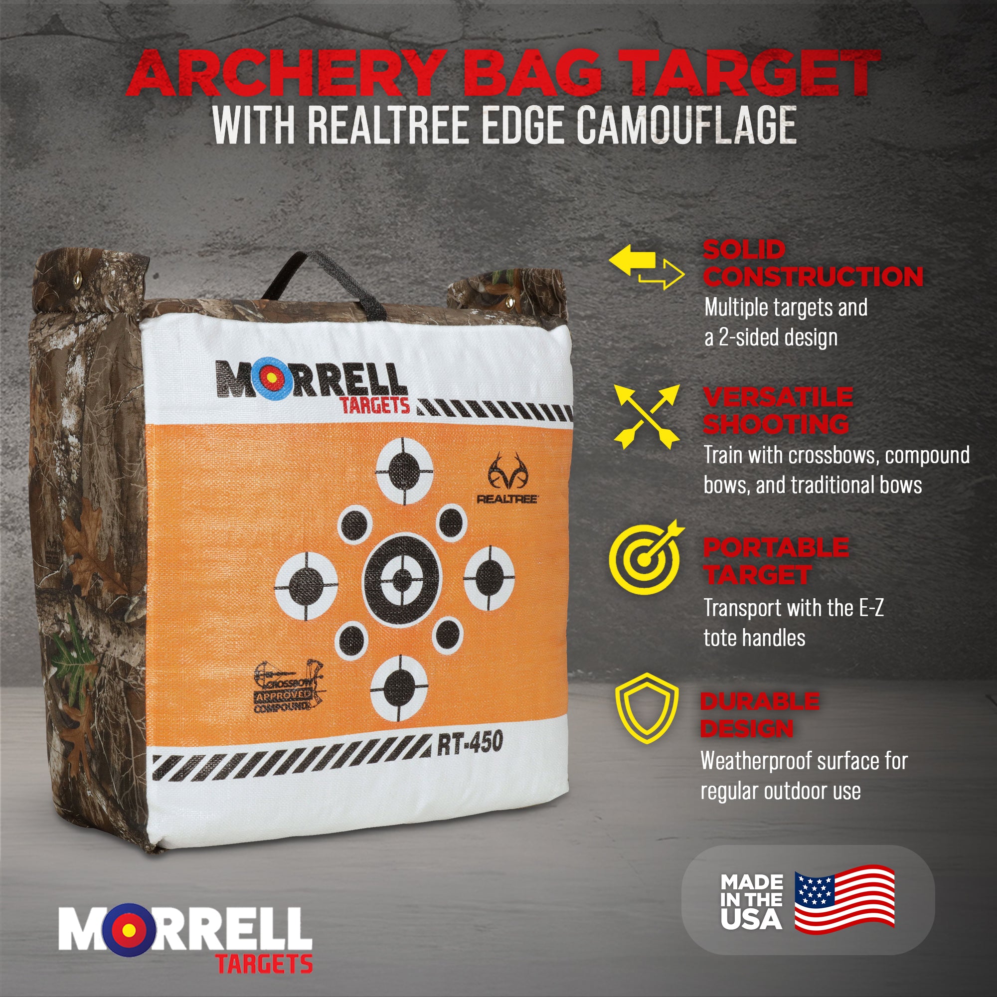Morrell Targets 2 Sided Archery Bag Target, E Z Handle, Edge Camouflage, 4 Pack - VMInnovations