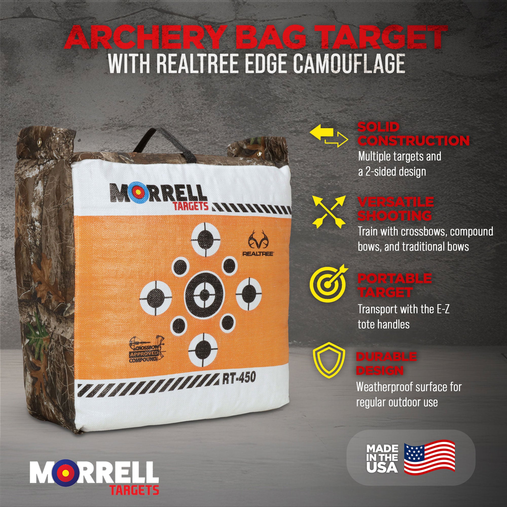 Morrell Targets 2 Sided Archery Bag Target, E Z Handle, Edge Camouflage, 3 Pack - VMInnovations