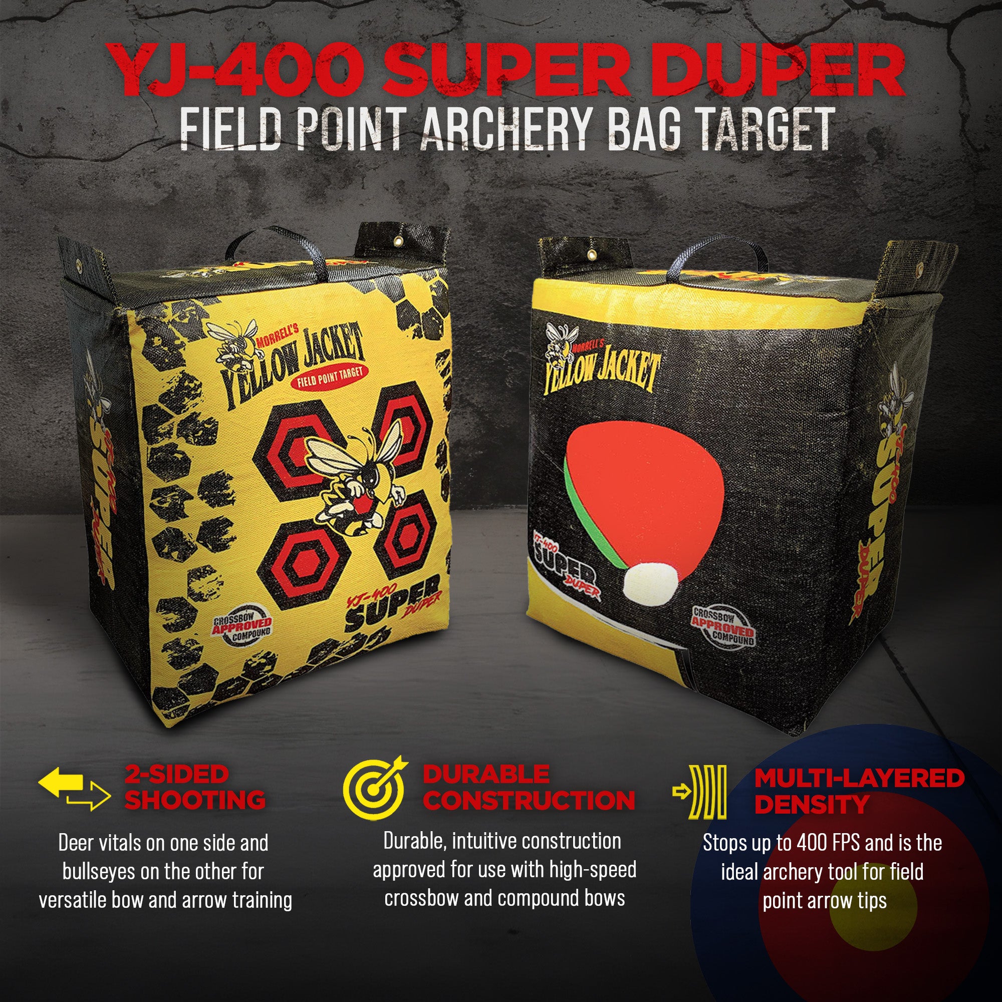 Morrell Super Duper Archery Bag Targets for High-Speed Bows, 4 Pack, Yellow - VMInnovations
