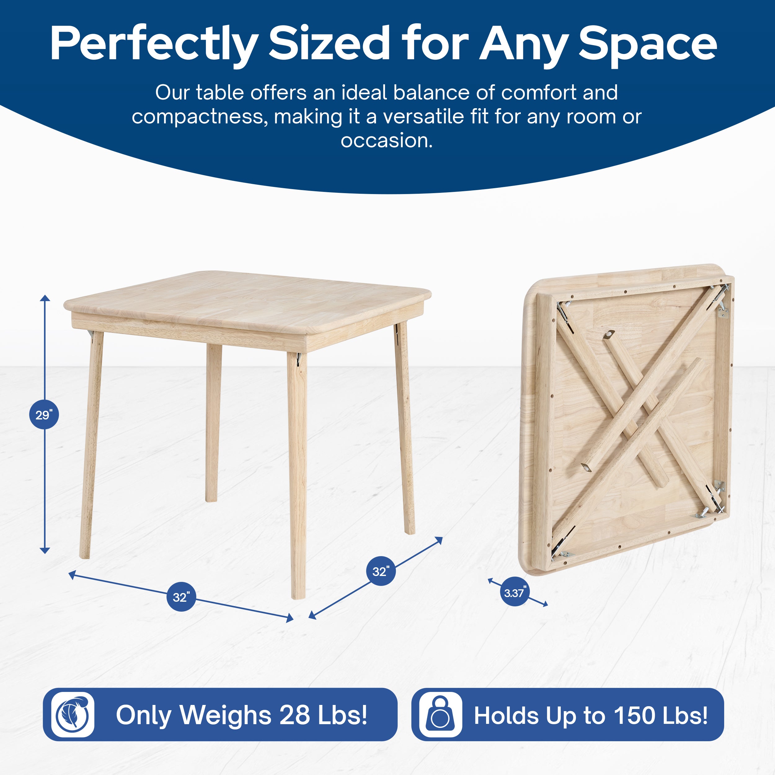 Stakmore Classic Straight Edge Solid Wood Folding Card Table, Unfinished Frame - VMInnovations