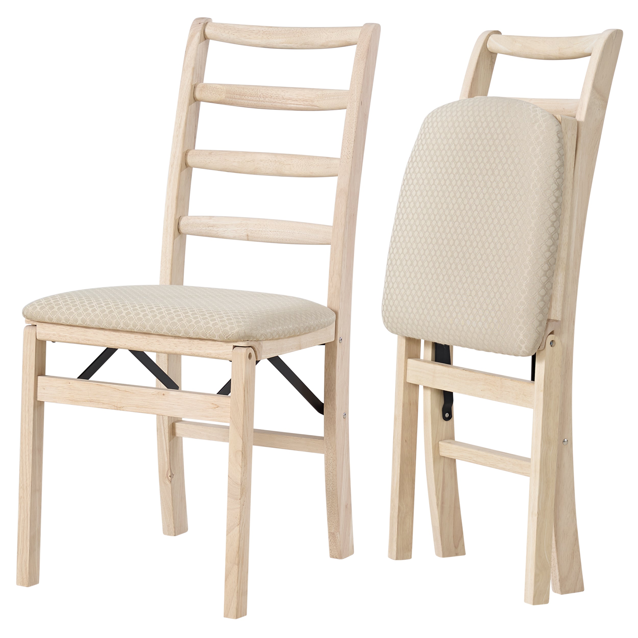 Stakmore Shaker Ladderback Upholstered Folding Chairs, Set of 2, Unfinished - VMInnovations