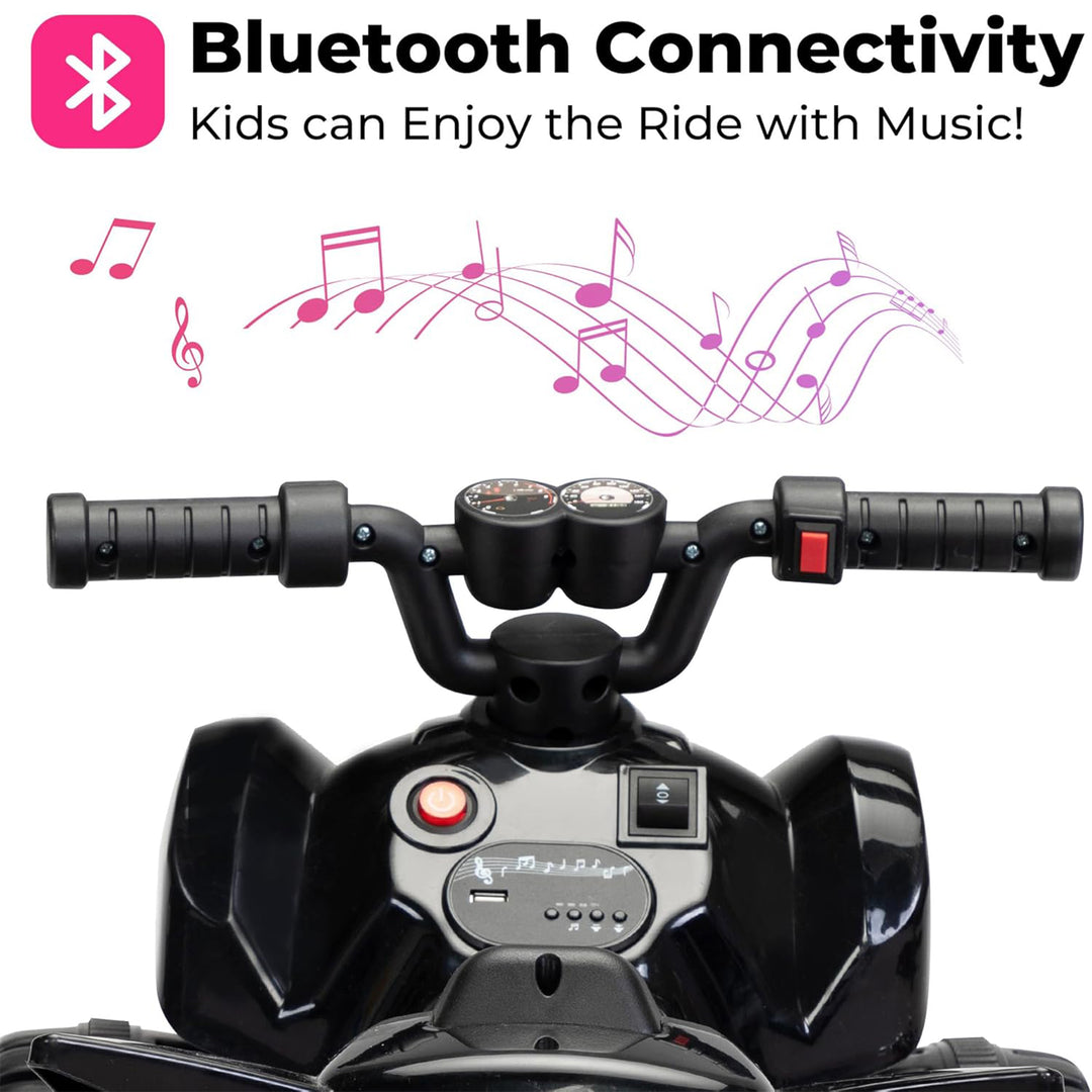 TOBBI Ride On 6 Volt ATV Car with Rear Mist Sprayer & LED Lights for Kids, Black - VMInnovations